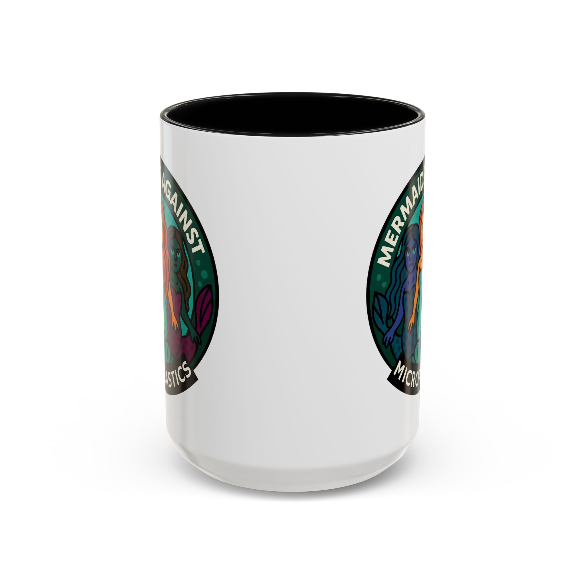 Mug with mermaid design and 'Mermaids Against Microplastics' text by Soon To Be Mythical