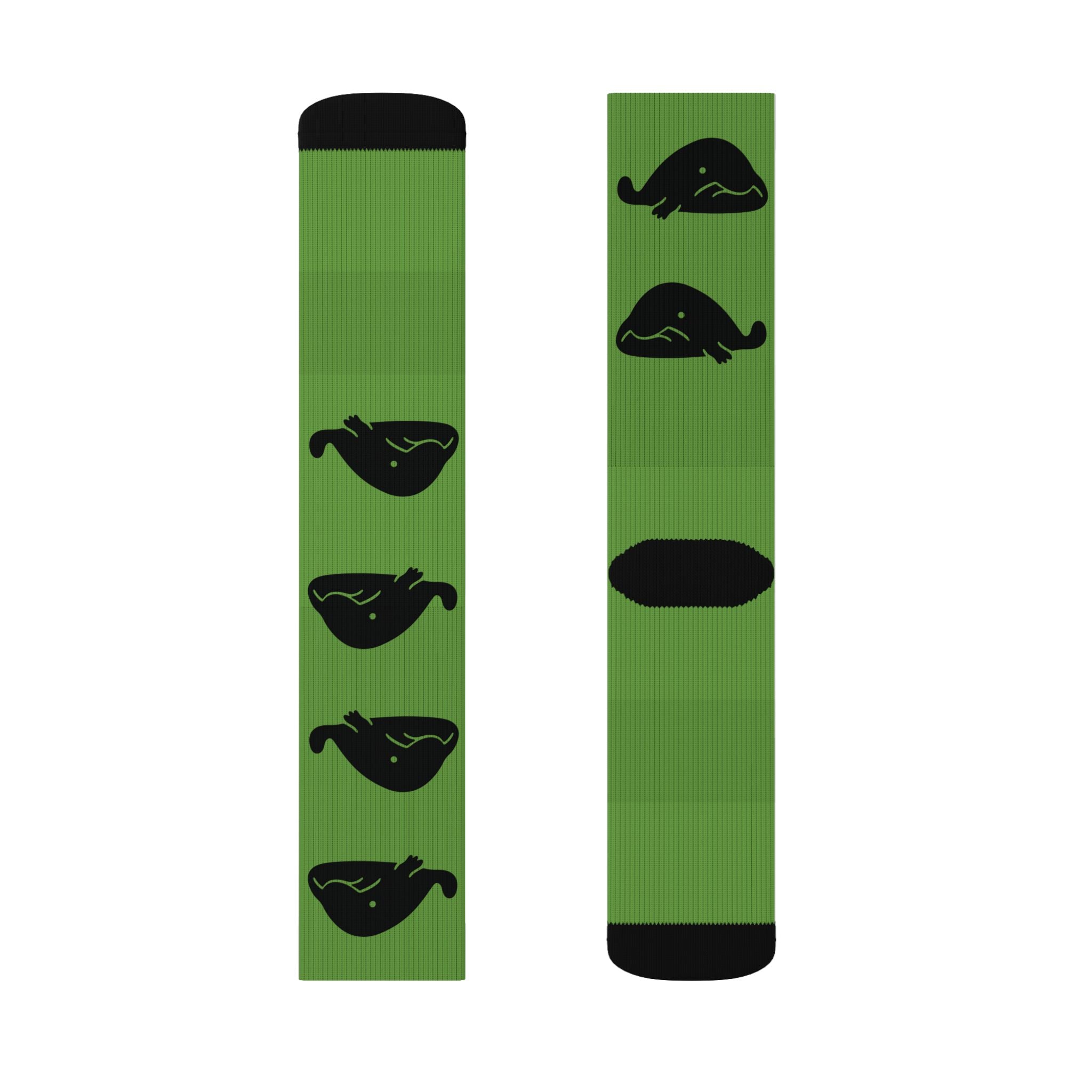 Green Blob Fish Fleece-Lined Socks