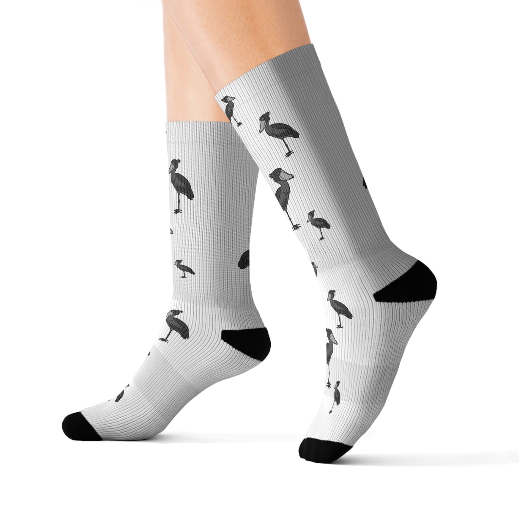 White Shoebill Stork Fleece-Lined Socks
