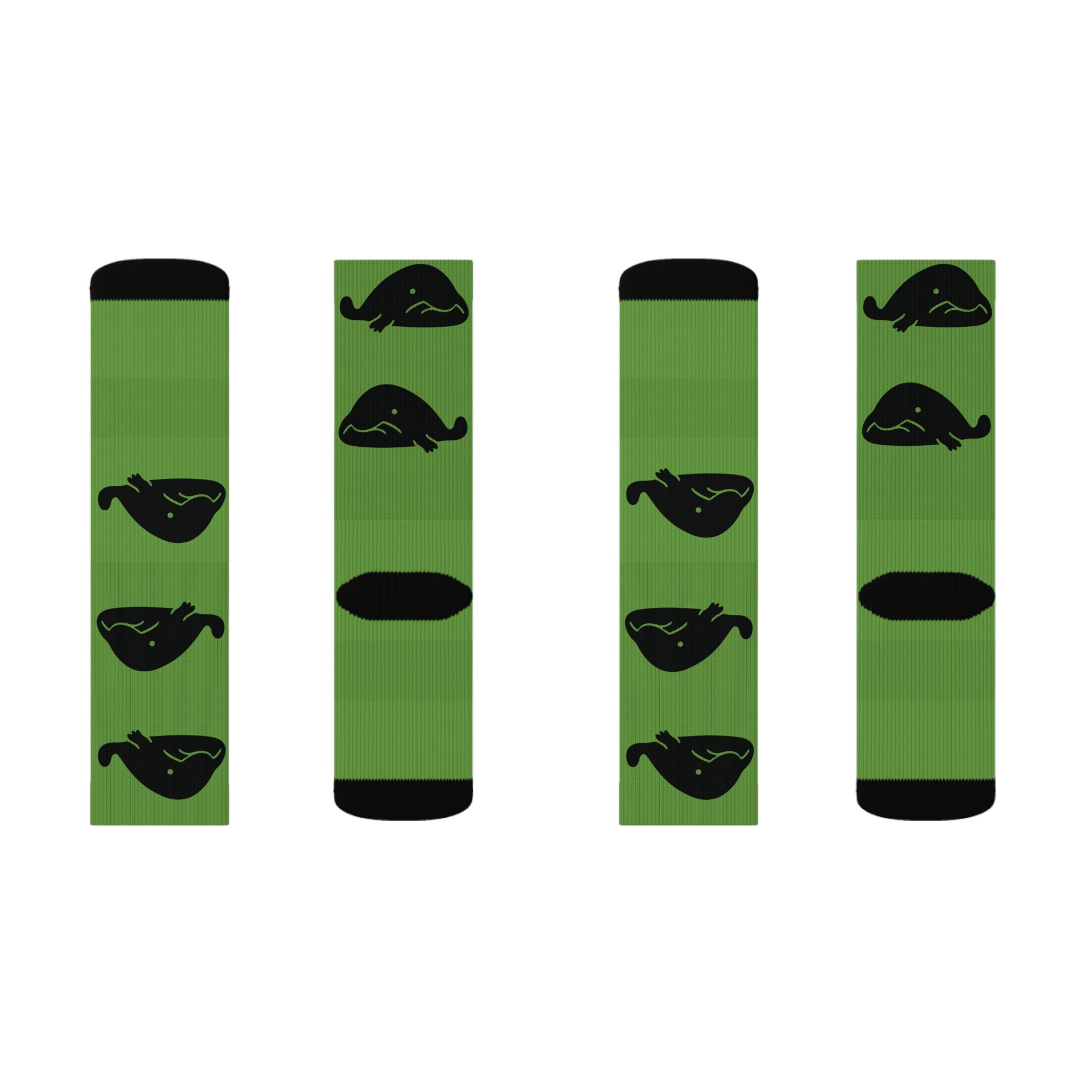 Green Blob Fish Fleece-Lined Socks