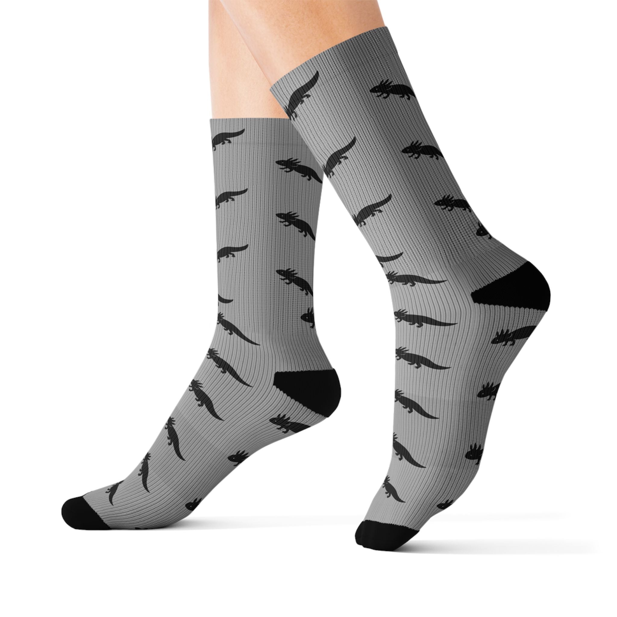 Gray Axolotl Fleece-Lined Socks