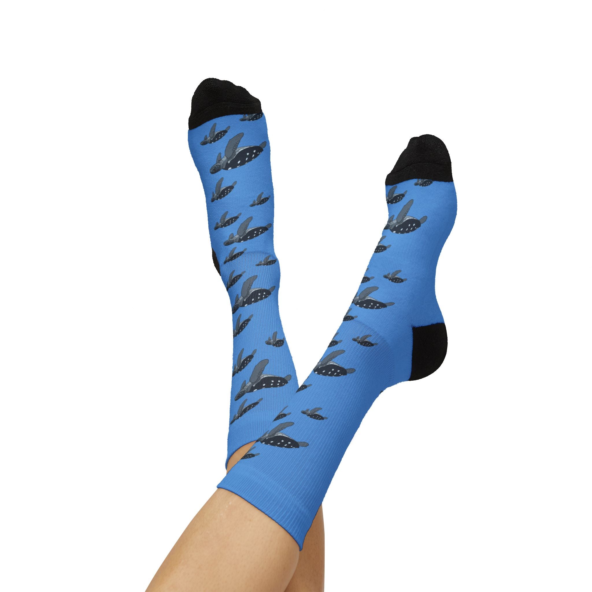Blue Leatherback Sea Turtle Fleece-Lined Socks