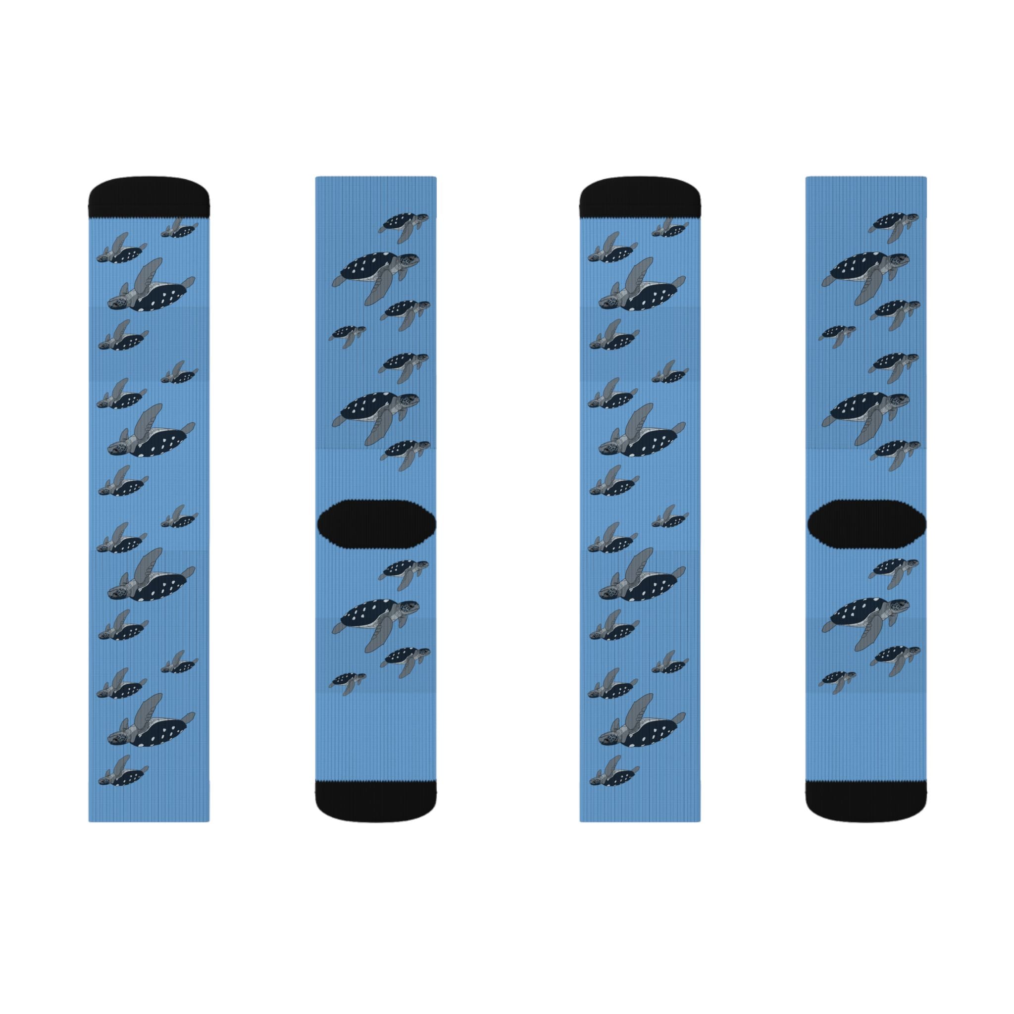 Blue Leatherback Sea Turtle Fleece-Lined Socks