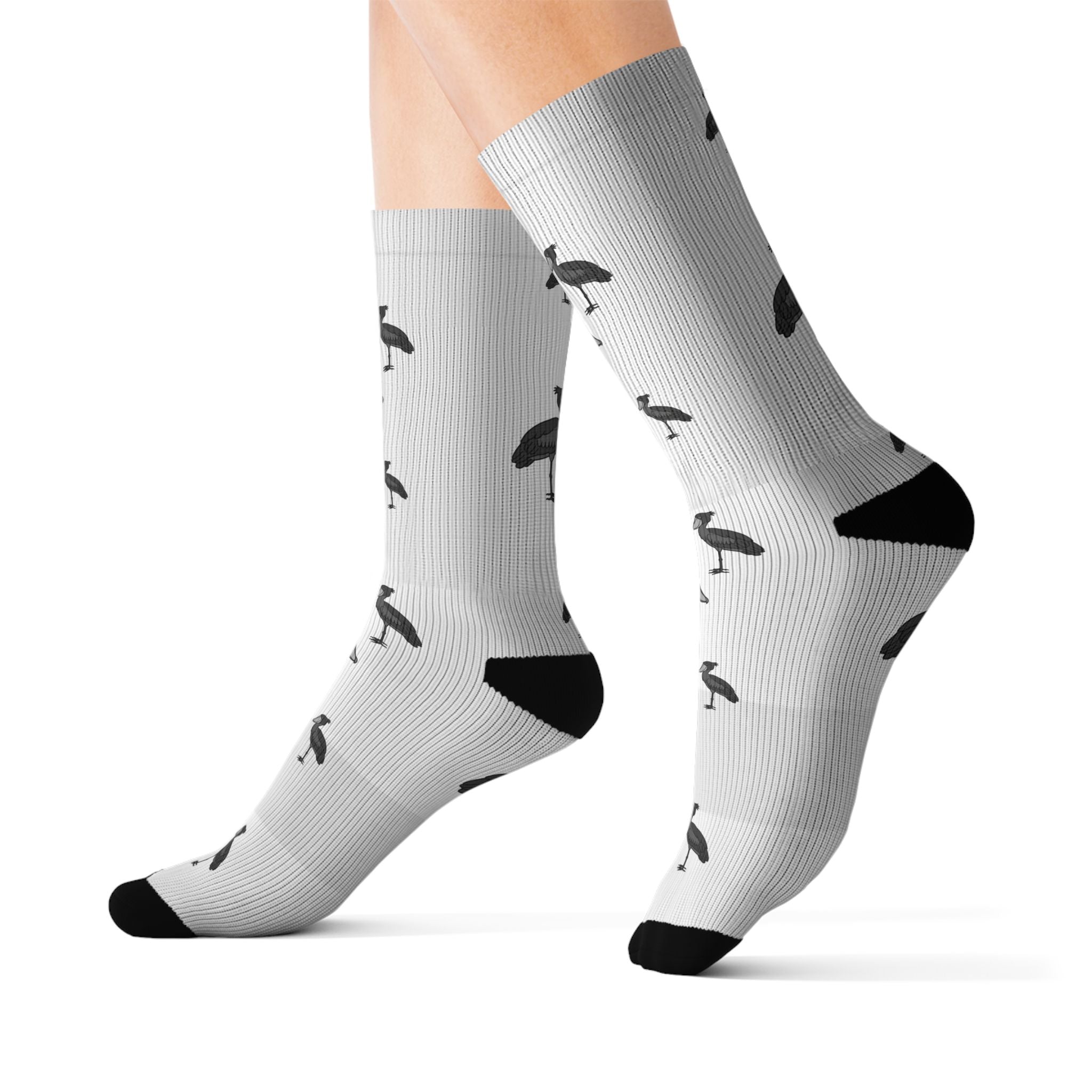 White Shoebill Stork Fleece-Lined Socks