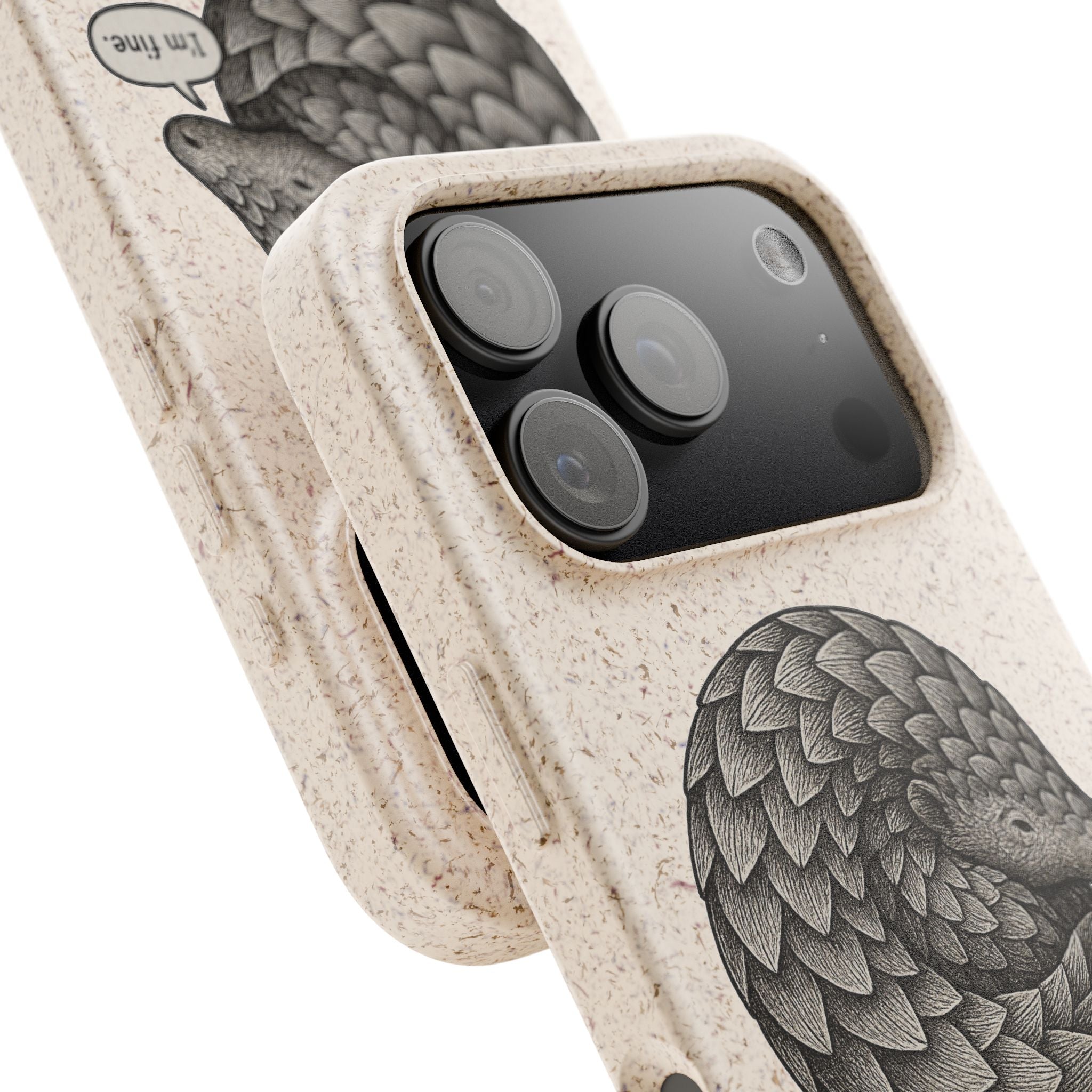 Anxious Pangolin "I'm Fine" Biodegradable Phone Case