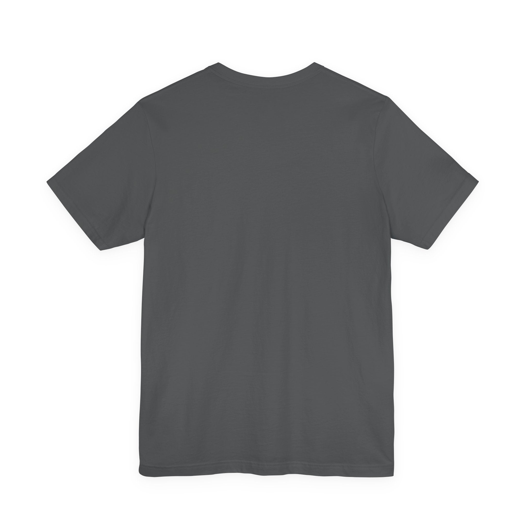 Plain dark gray t-shirt on a white background