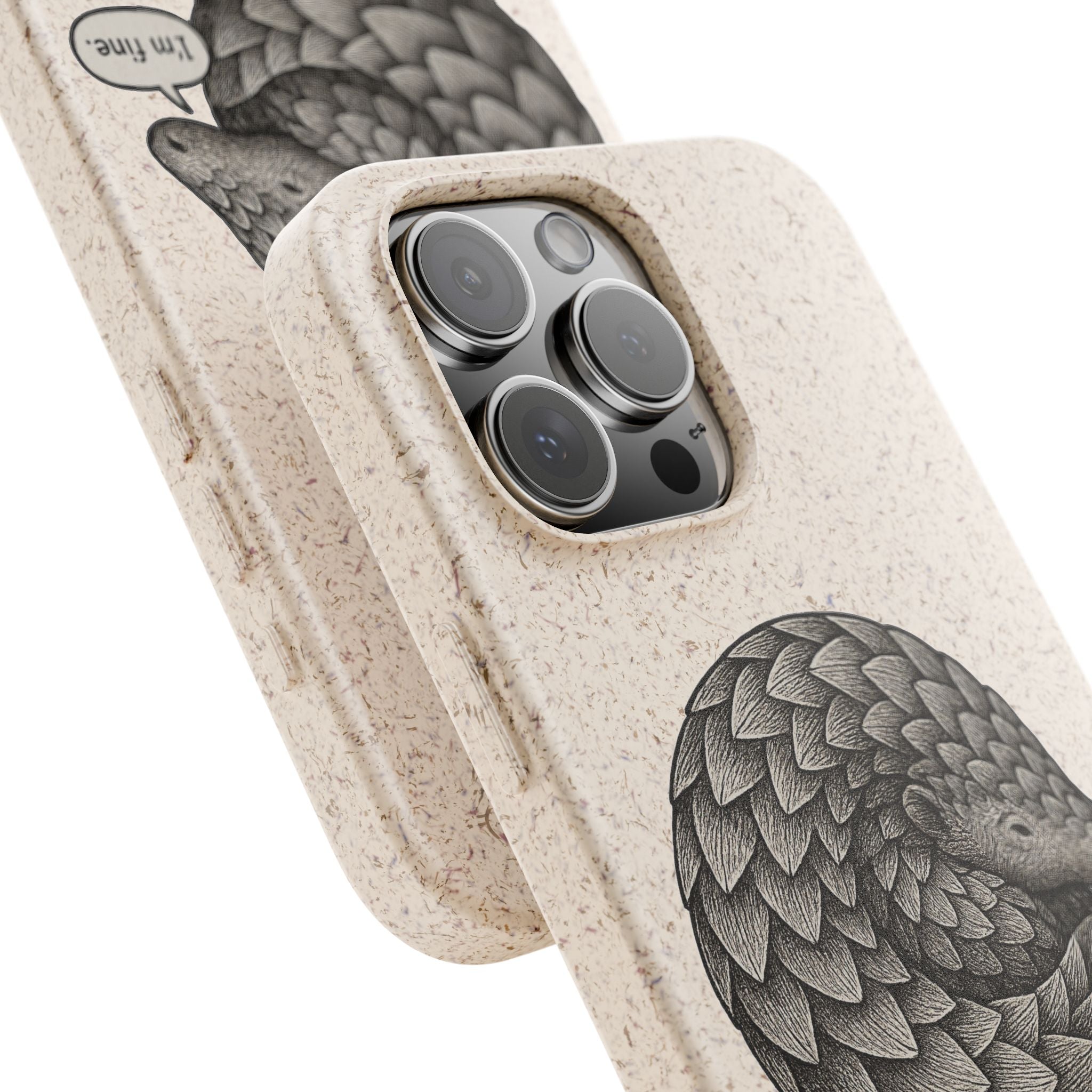 Anxious Pangolin "I'm Fine" Biodegradable Phone Case