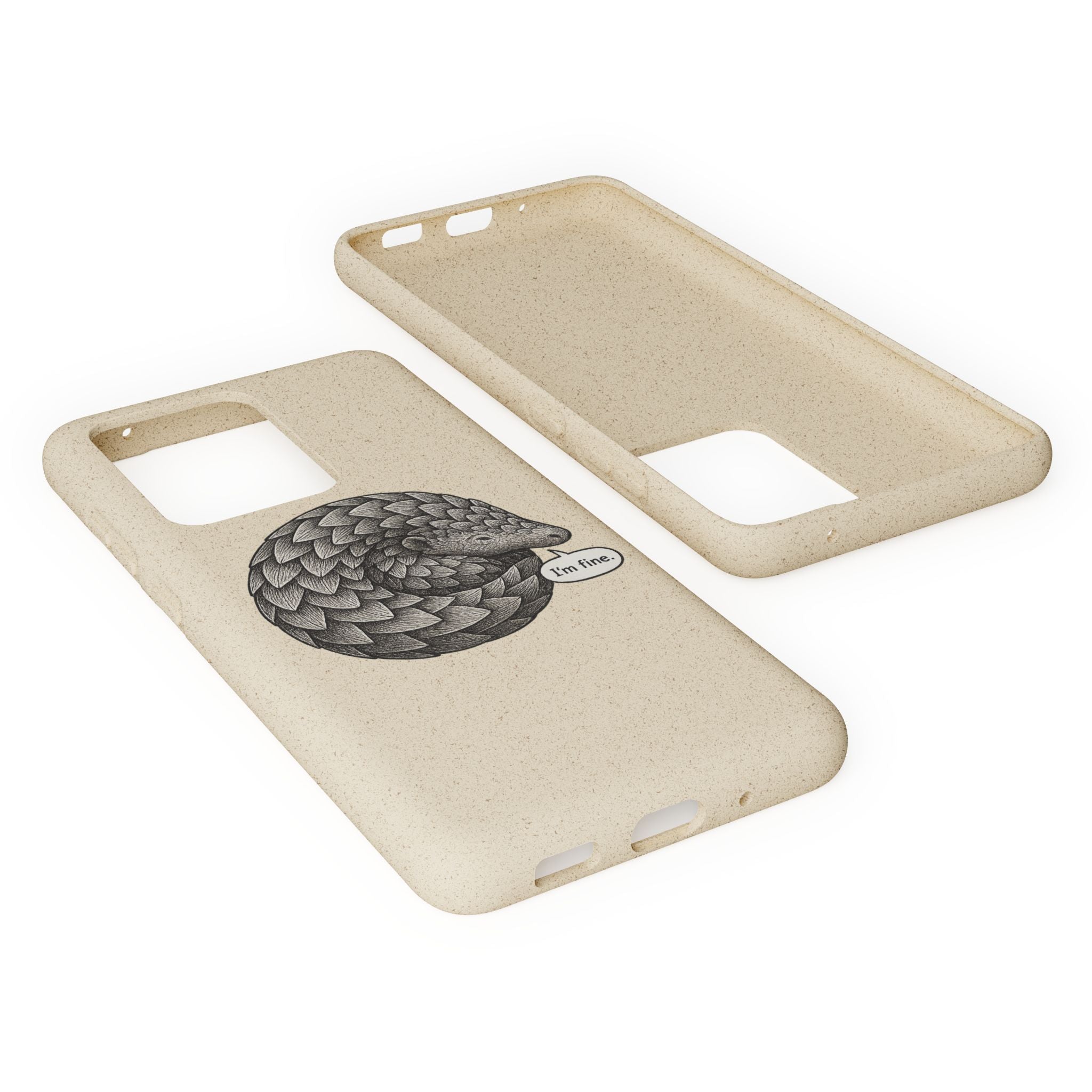 Anxious Pangolin "I'm Fine" Biodegradable Phone Case