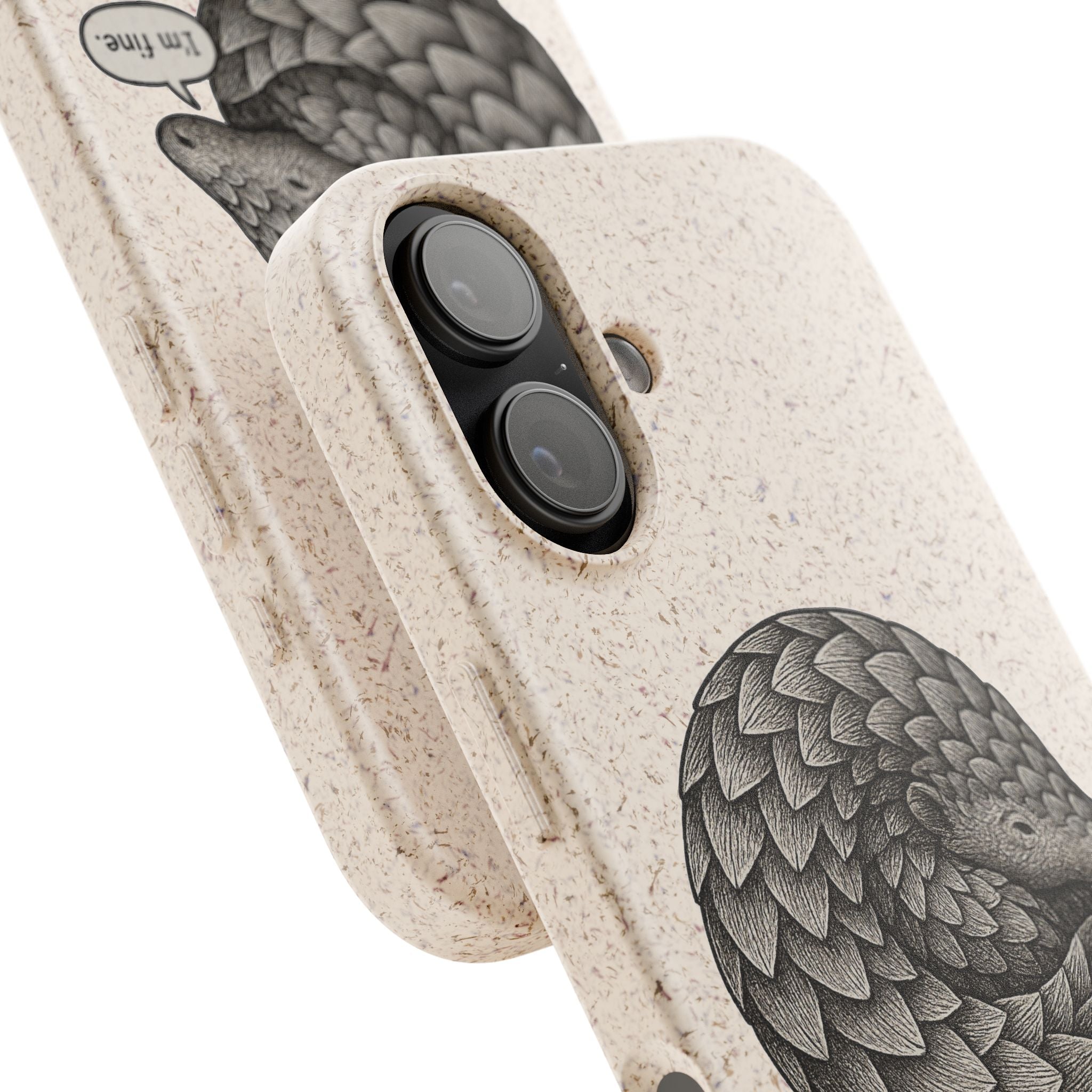 Anxious Pangolin "I'm Fine" Biodegradable Phone Case