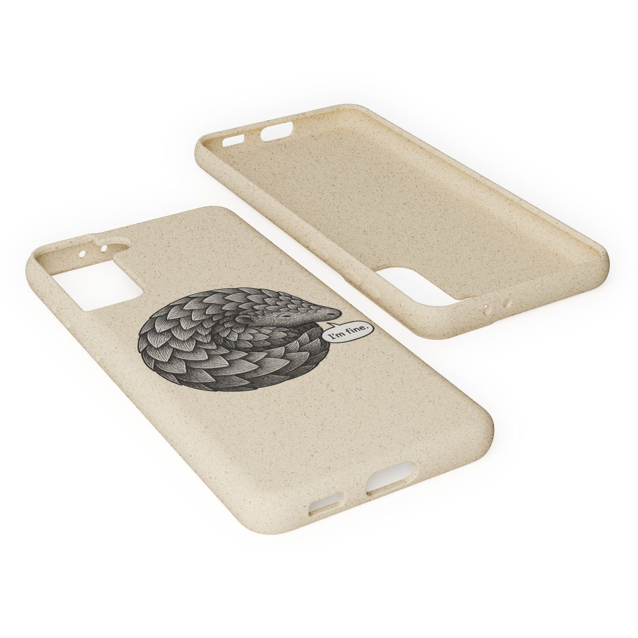 Anxious Pangolin "I'm Fine" Biodegradable Phone Case