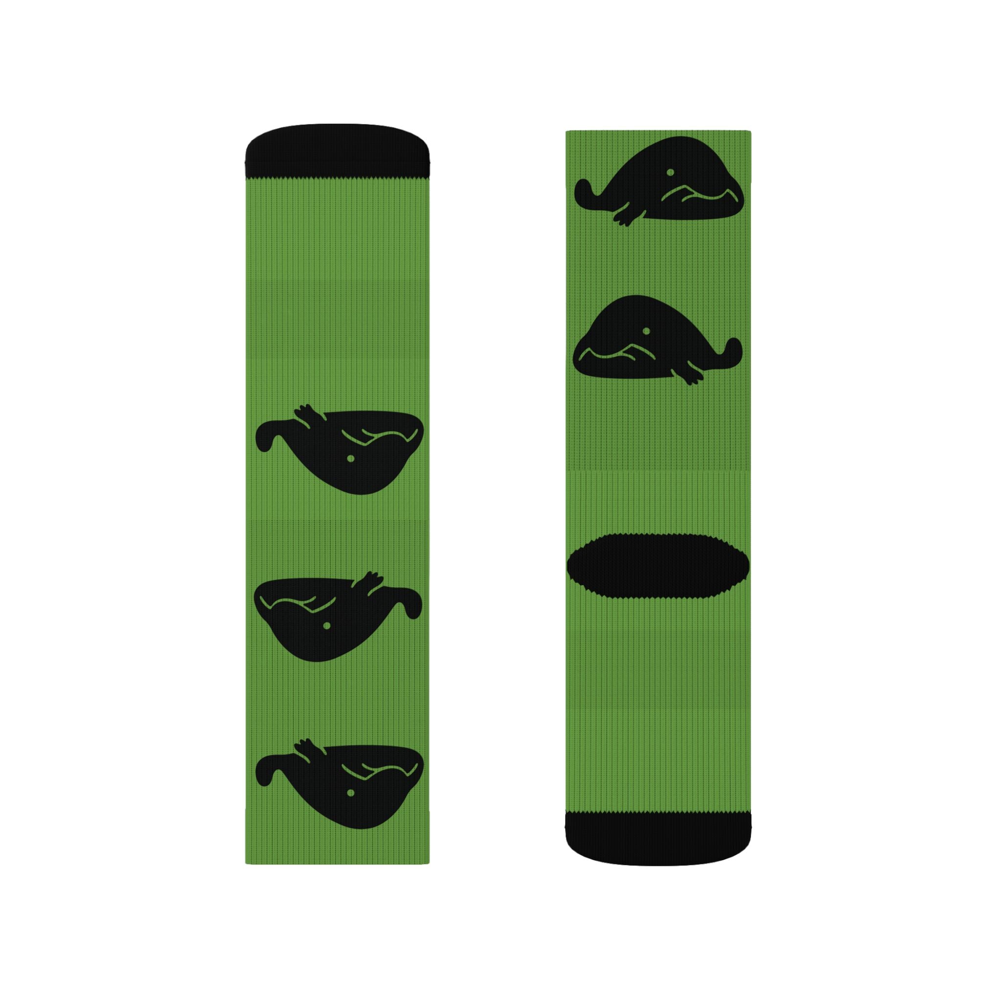 Green Blob Fish Fleece-Lined Socks