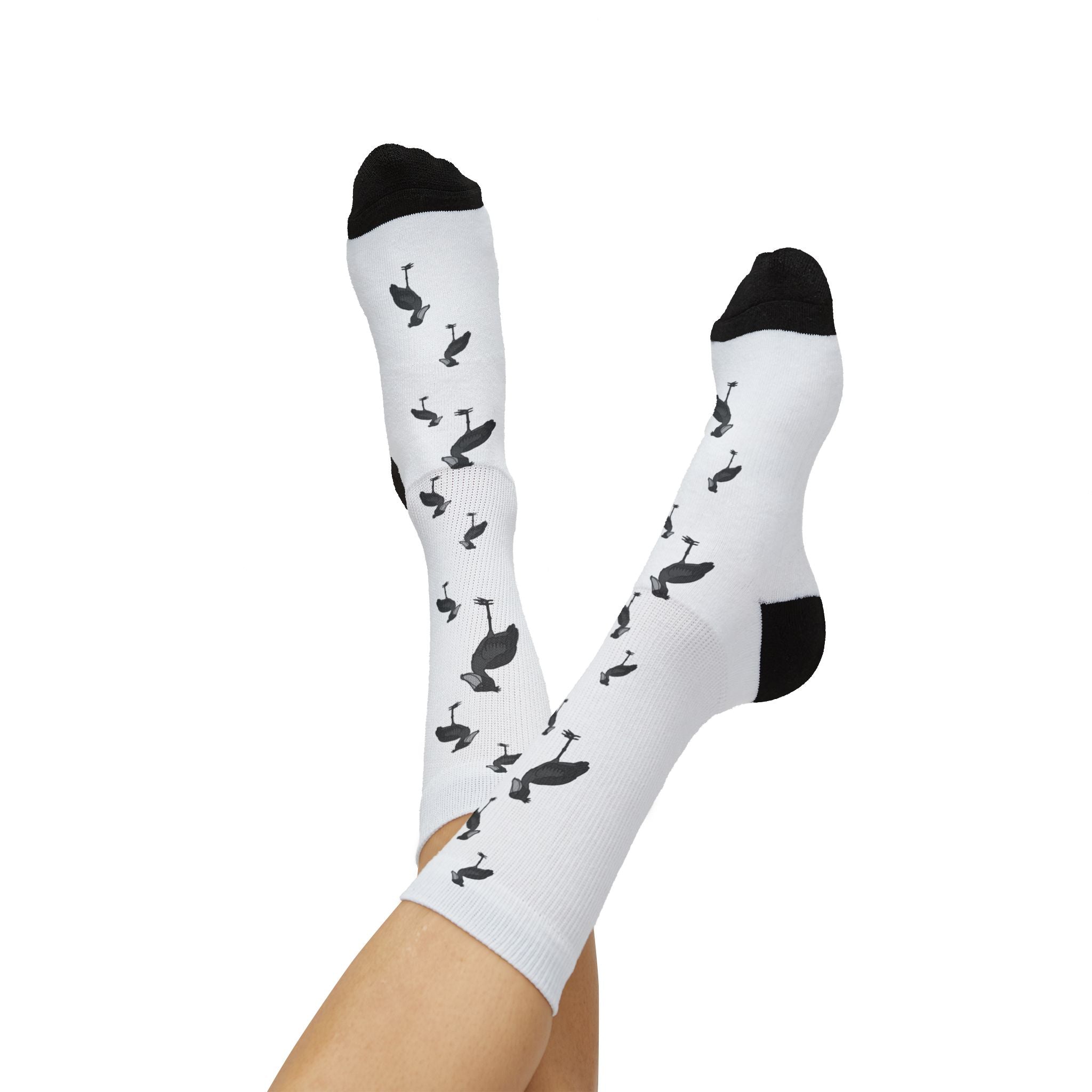White Shoebill Stork Fleece-Lined Socks