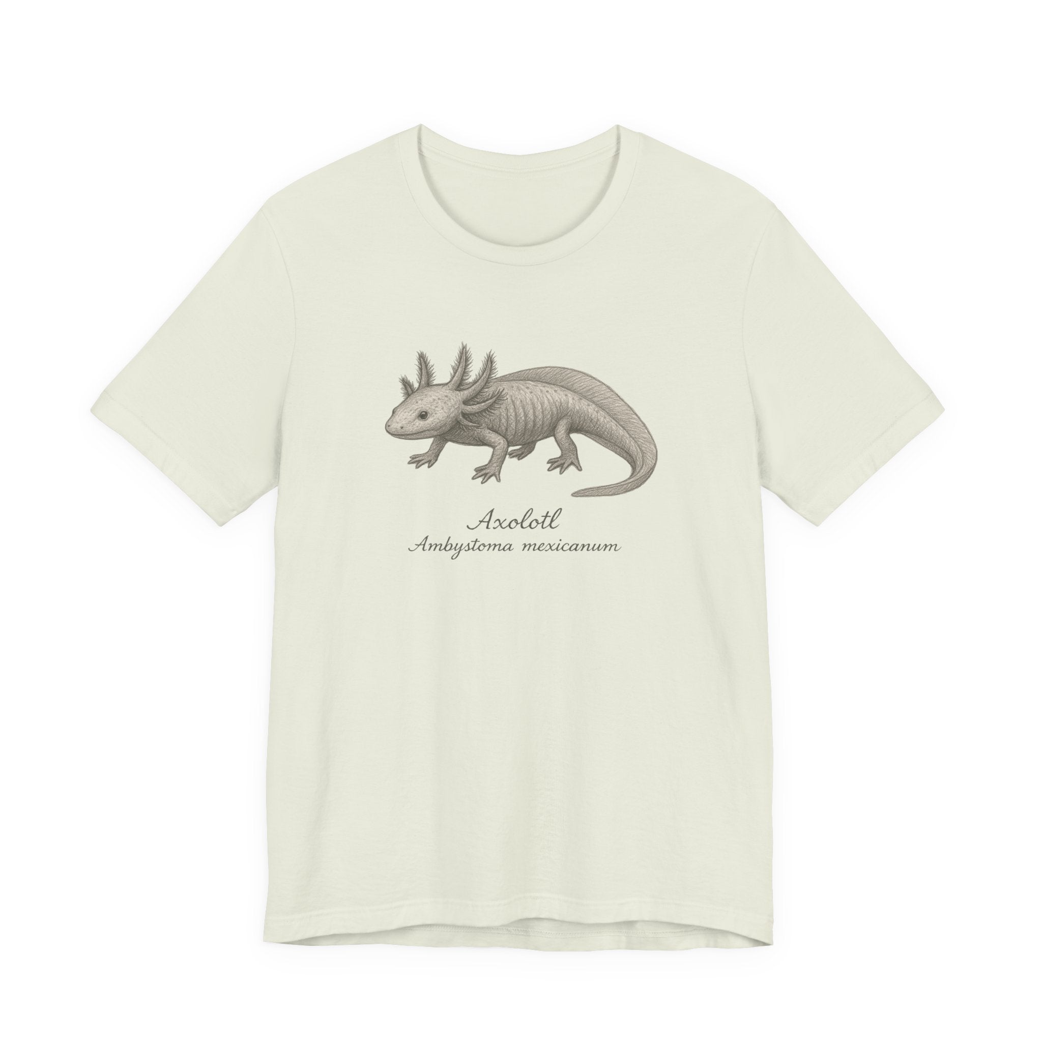 Citron t-shirt with axolotl graphic and text on a white background