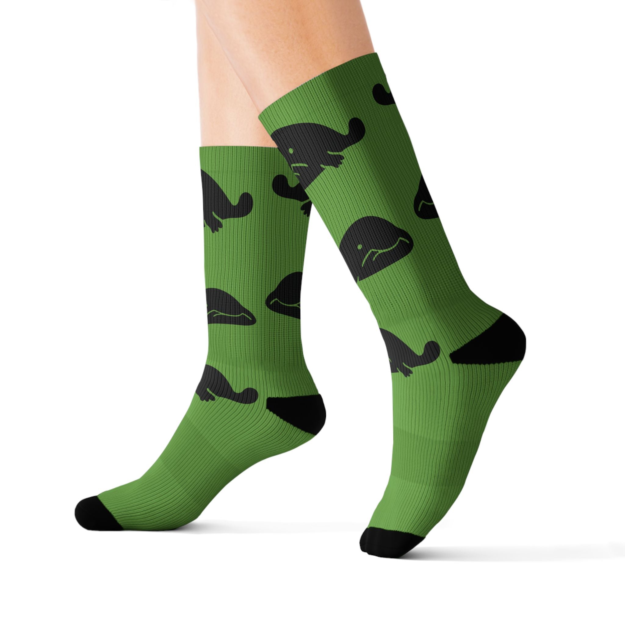 Green Blob Fish Fleece-Lined Socks