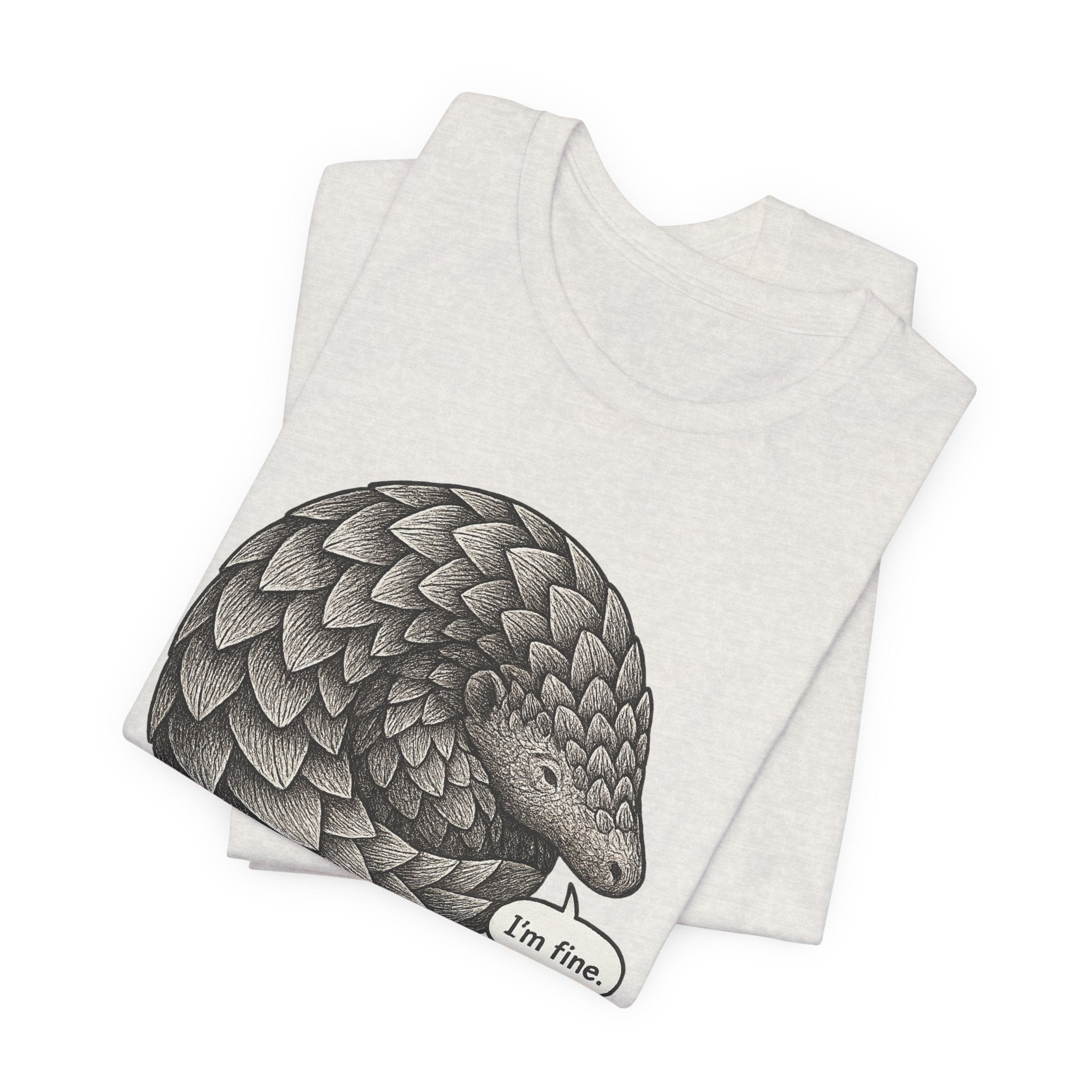 Heather cement with a pangolin graphic and 'I'm fine' text on a white background
