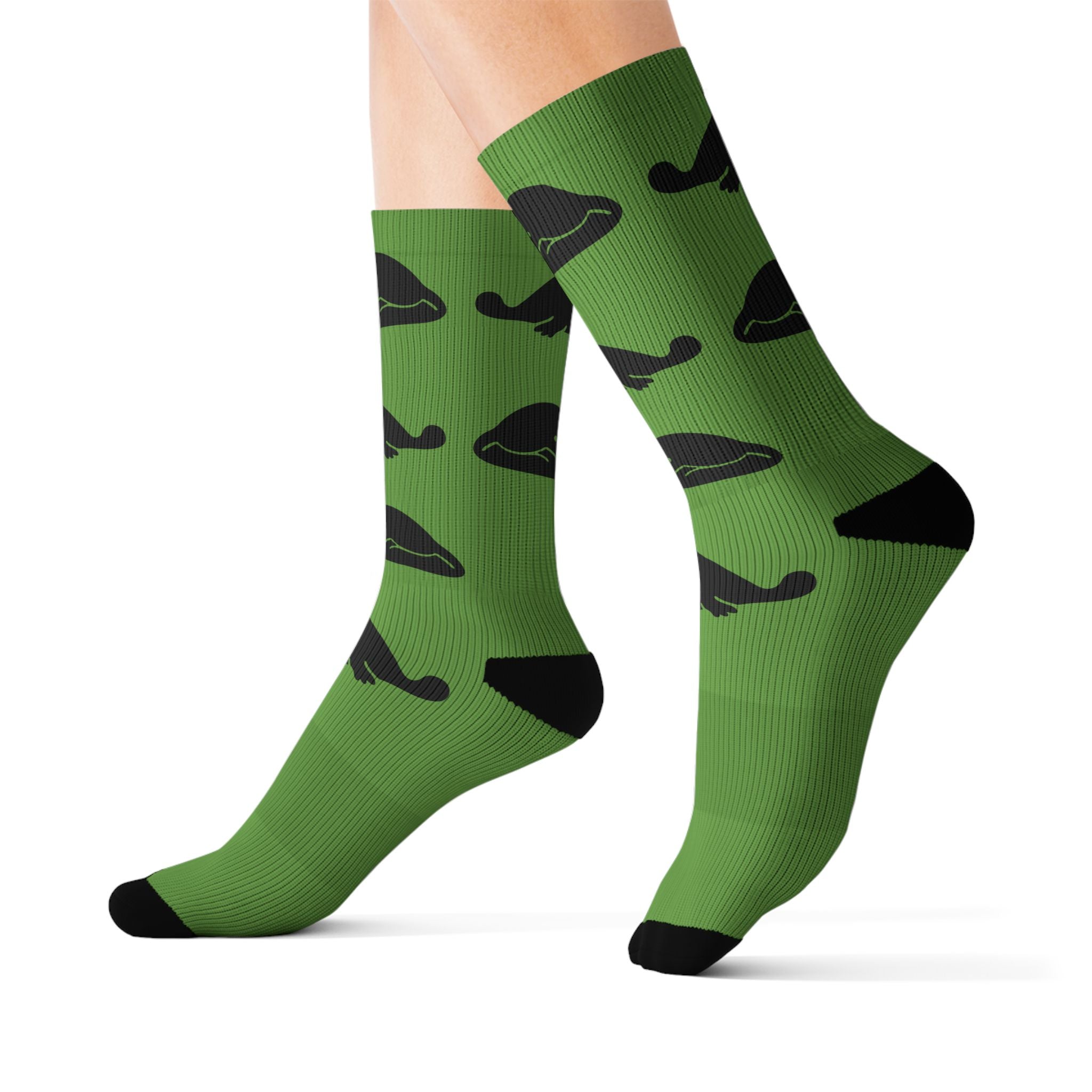 Green Blob Fish Fleece-Lined Socks