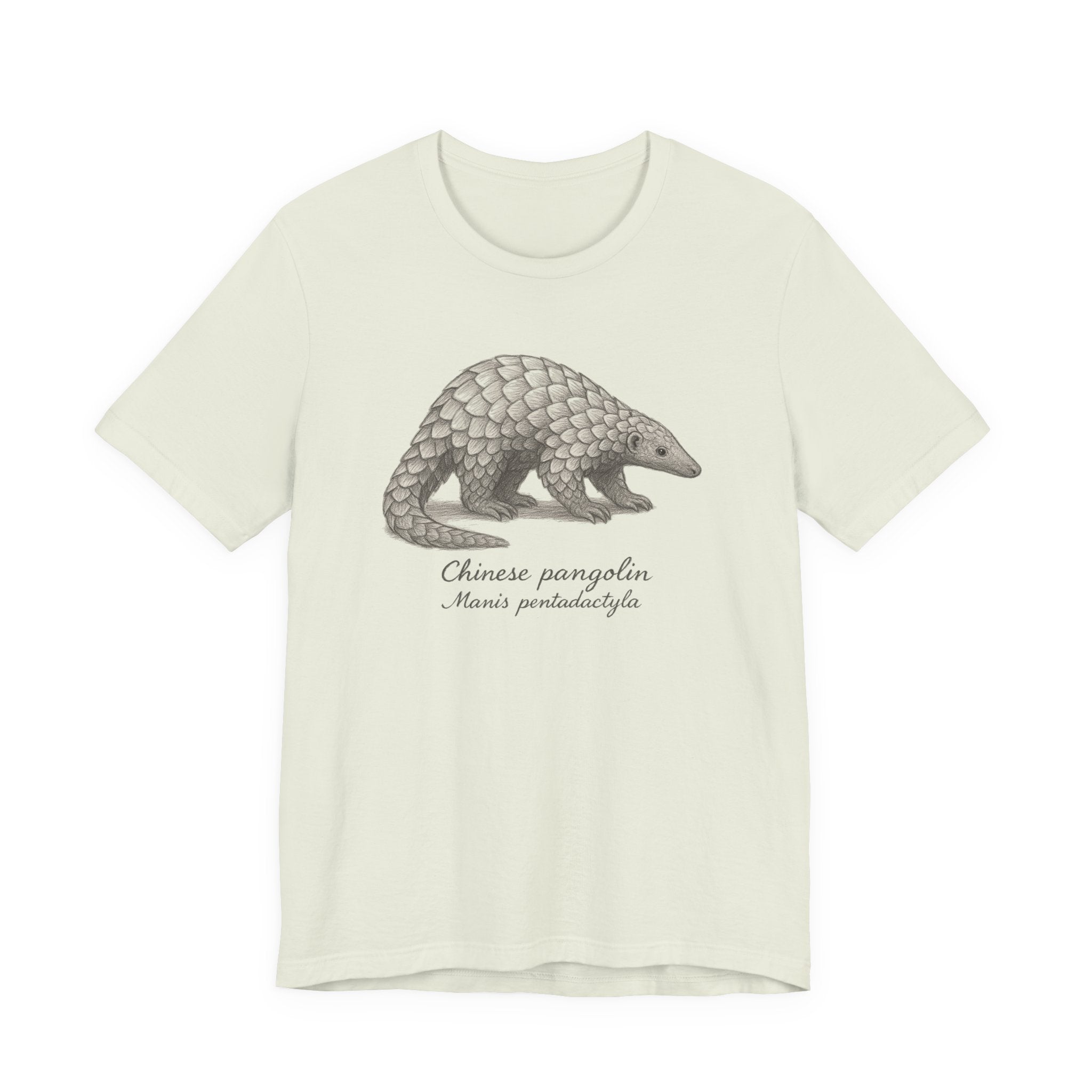 Citron t-shirt with a Chinese pangolin graphic and text on a white background