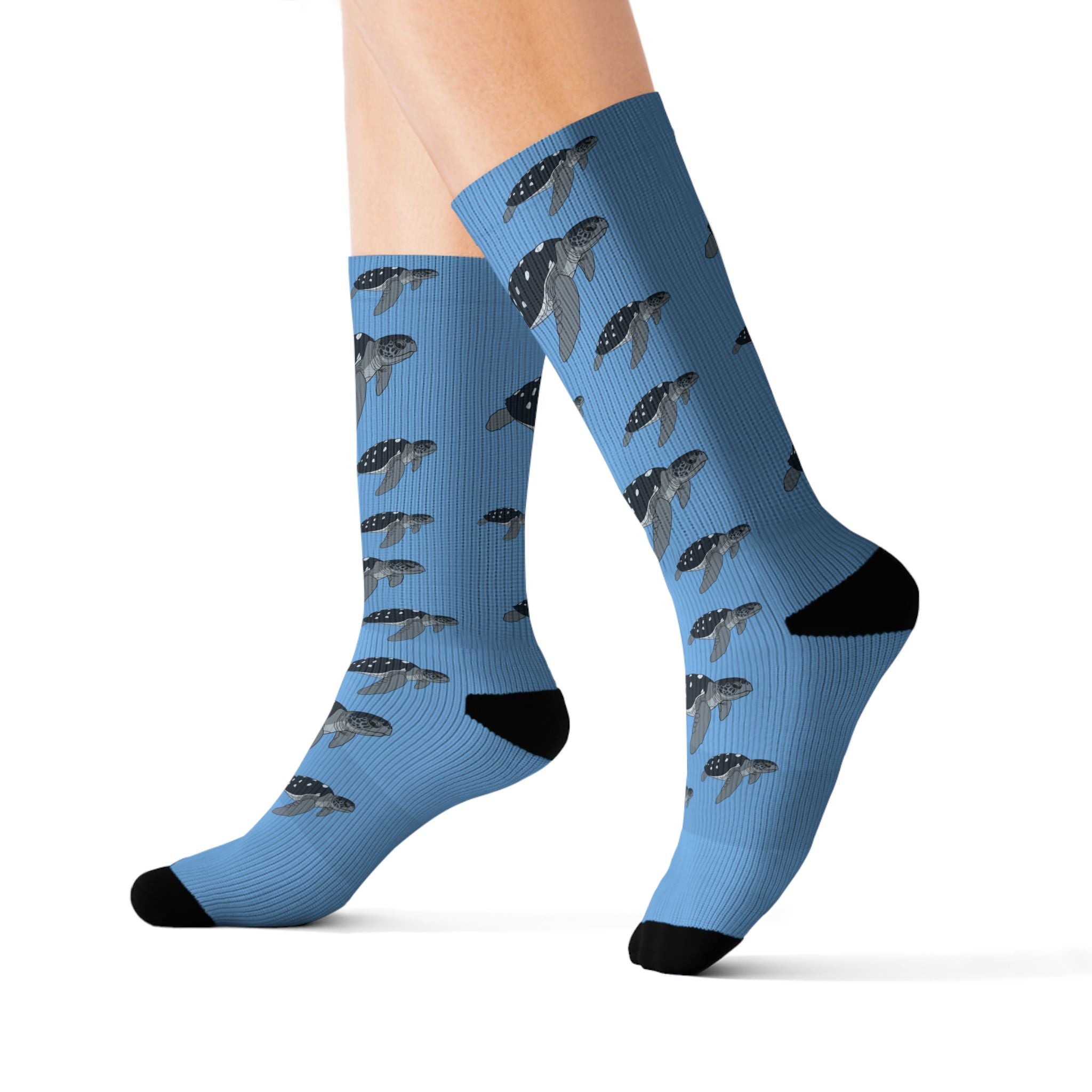 Blue Leatherback Sea Turtle Fleece-Lined Socks