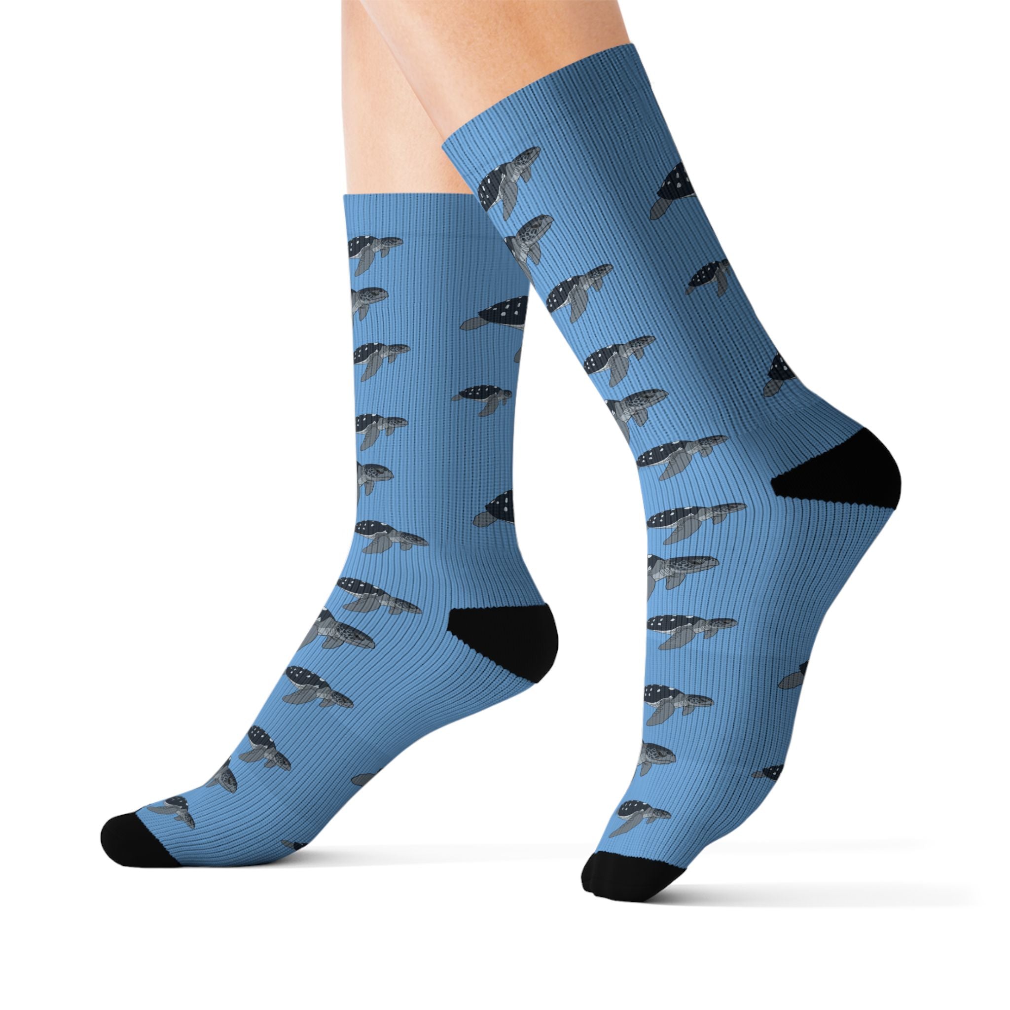 Blue Leatherback Sea Turtle Fleece-Lined Socks