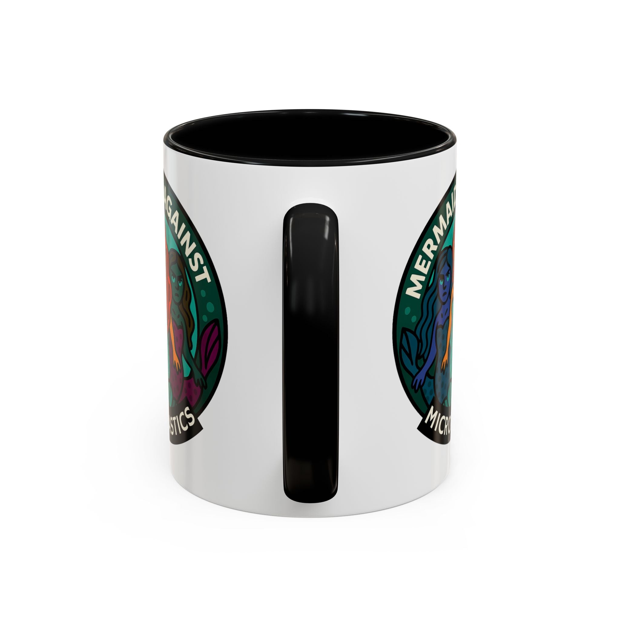 Mug with mermaid design and 'Mermaids Against Microplastics' text by Soon To Be Mythical