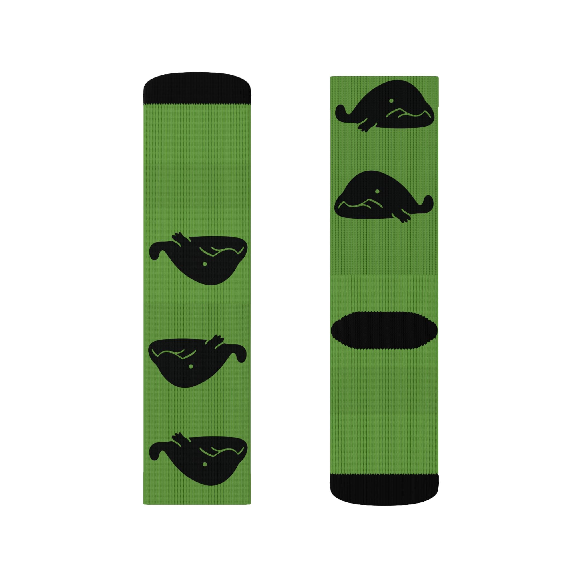 Green Blob Fish Fleece-Lined Socks