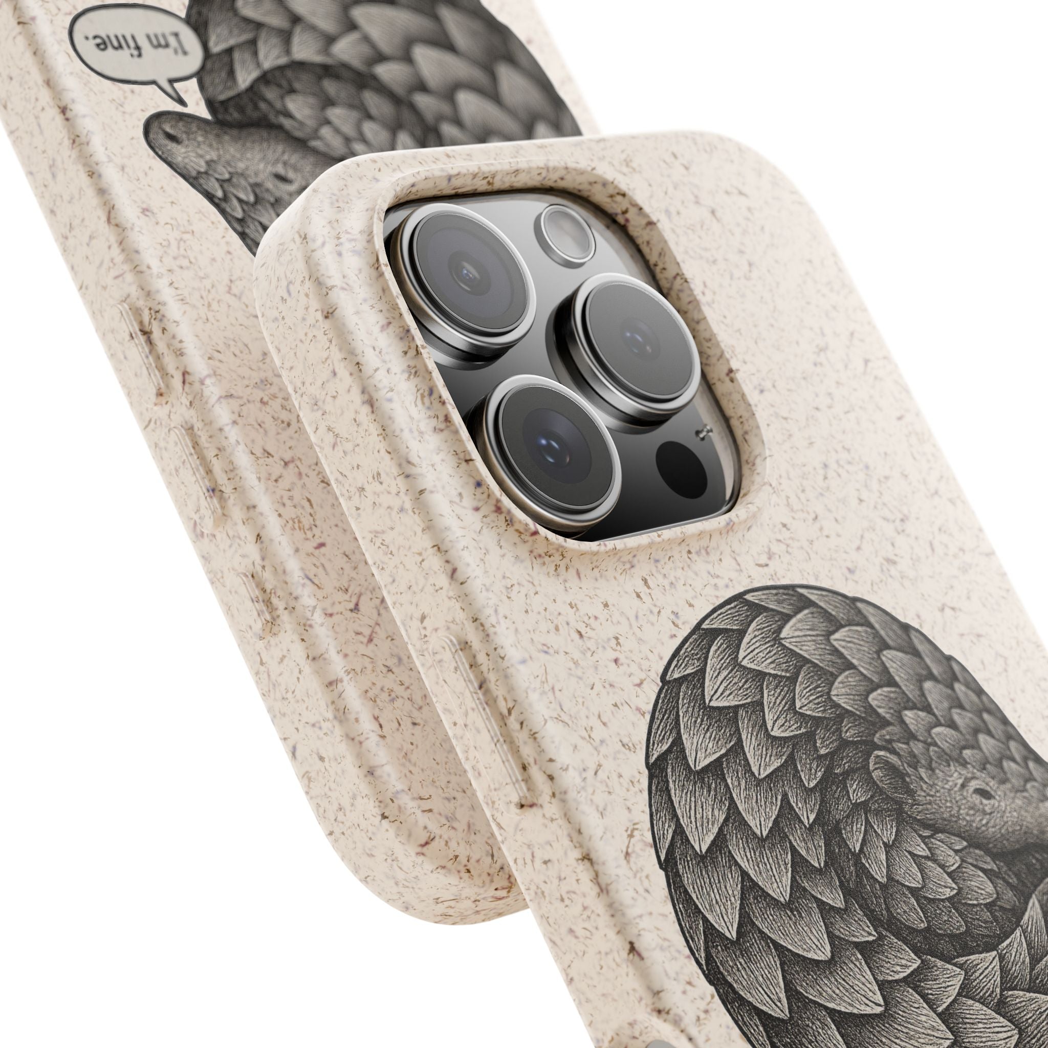 Anxious Pangolin "I'm Fine" Biodegradable Phone Case