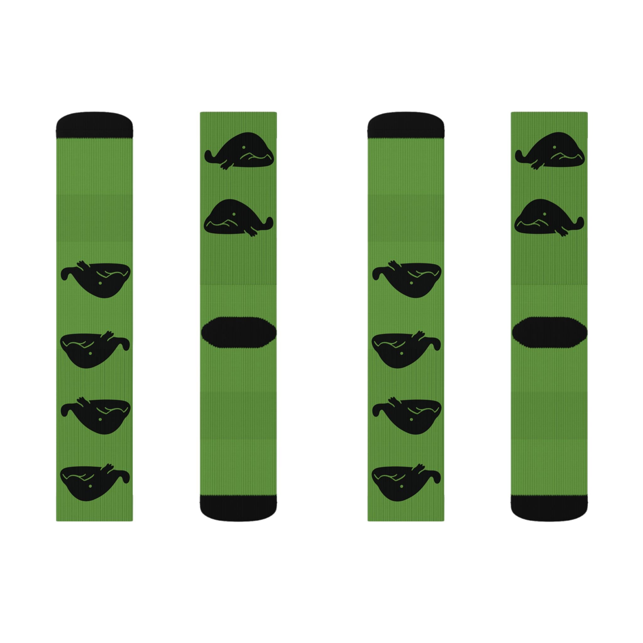 Green Blob Fish Fleece-Lined Socks