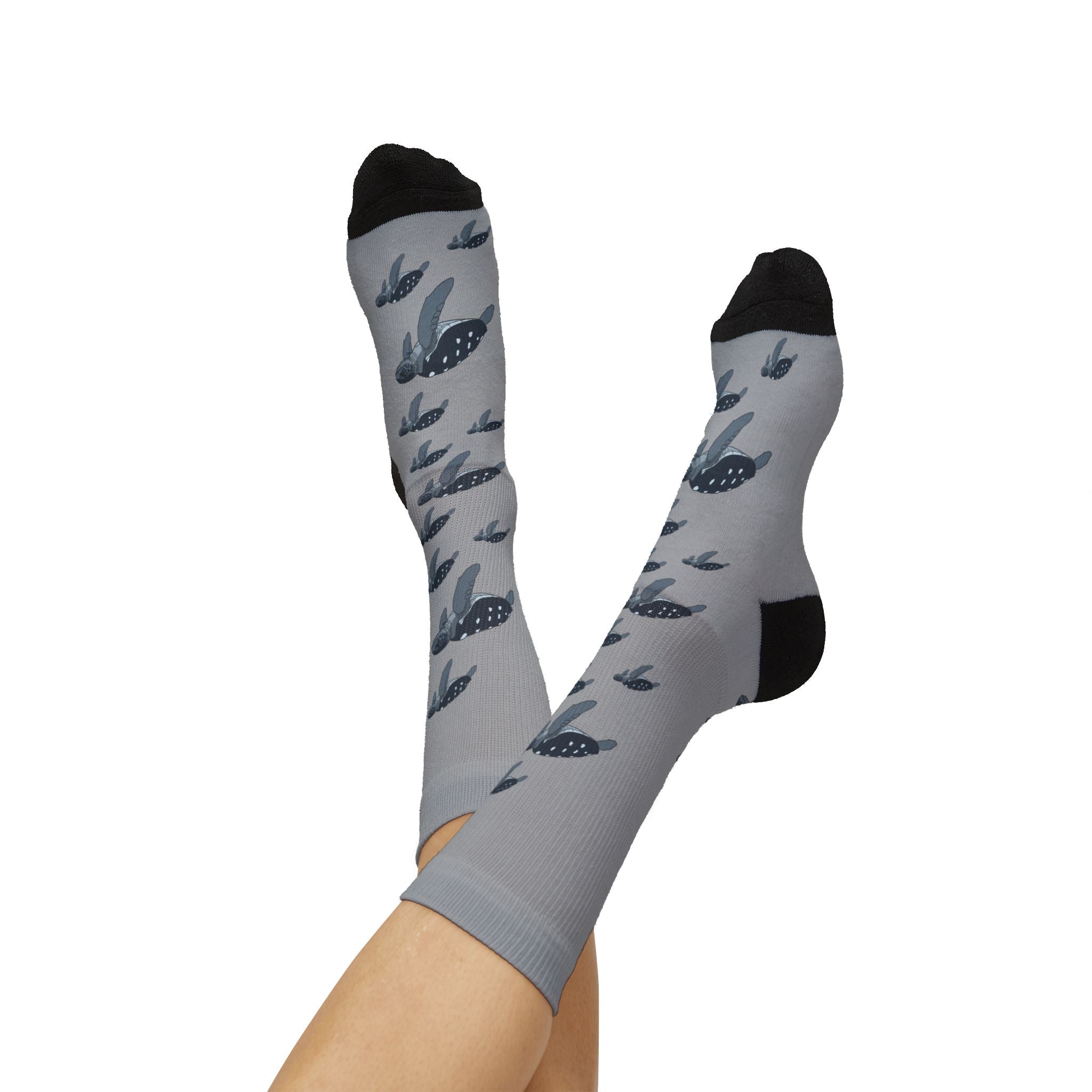 Gray Leatherback Sea Turtle Fleece-Lined Socks