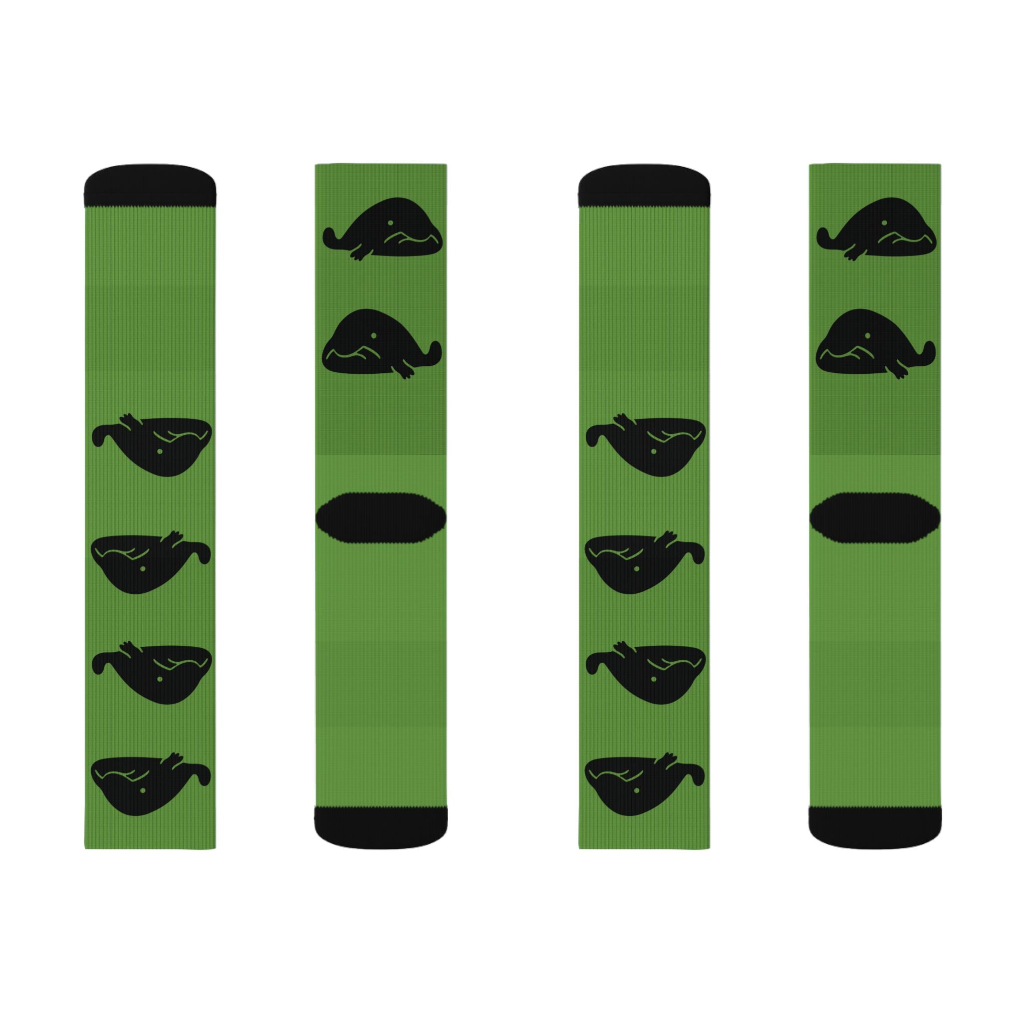 Green Blob Fish Fleece-Lined Socks