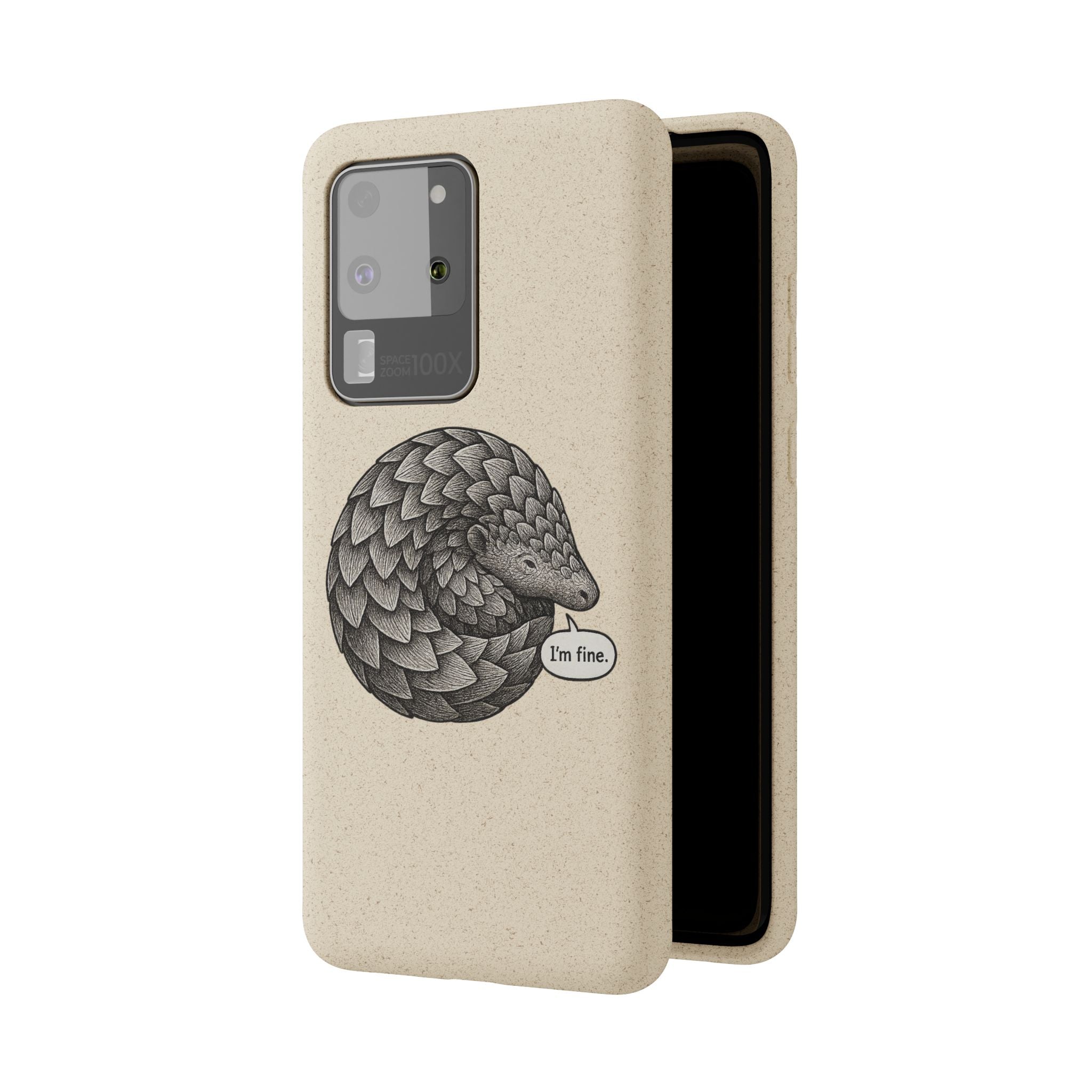 Anxious Pangolin "I'm Fine" Biodegradable Phone Case