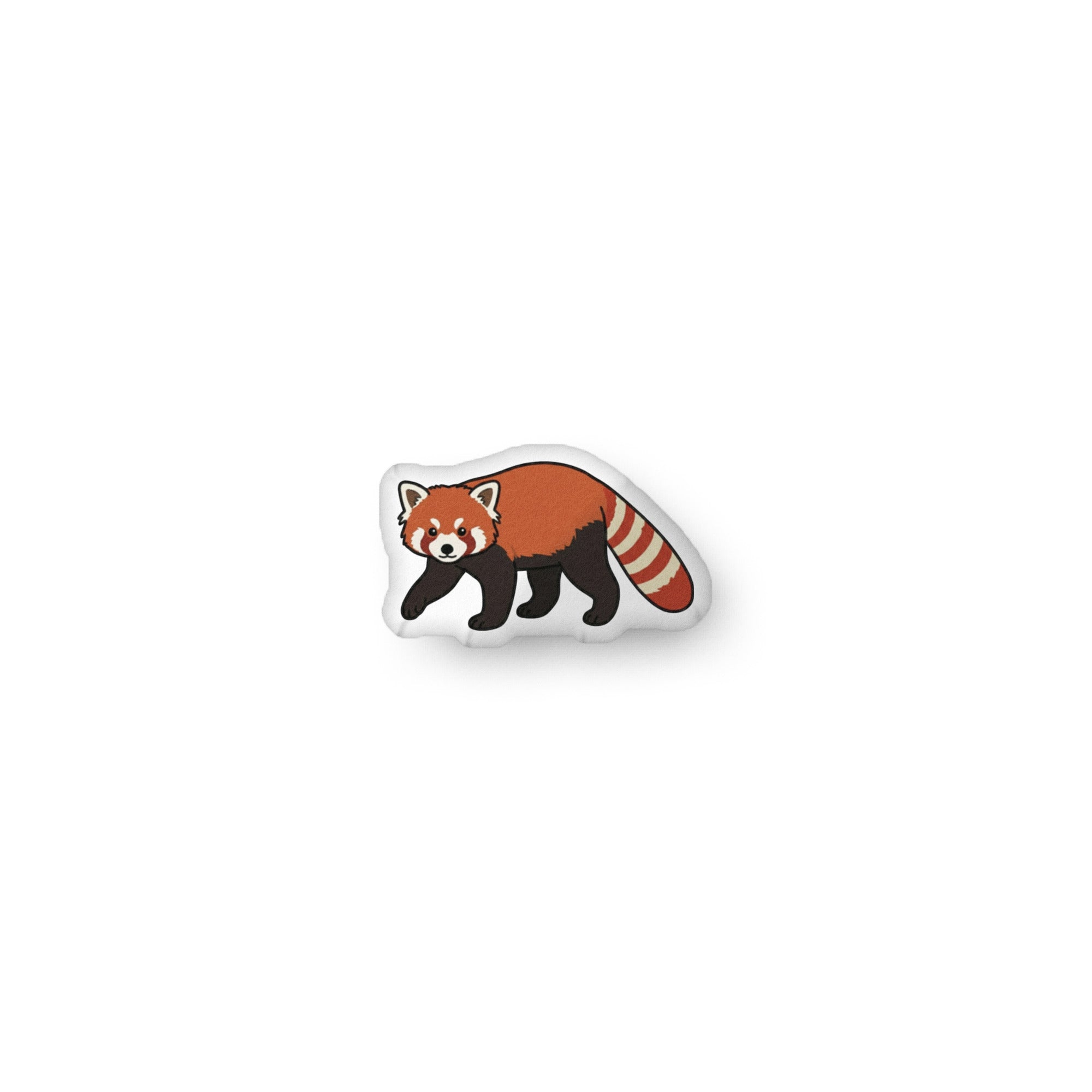 Red panda illustration on a shaped pillow by Soon To Be Mythical