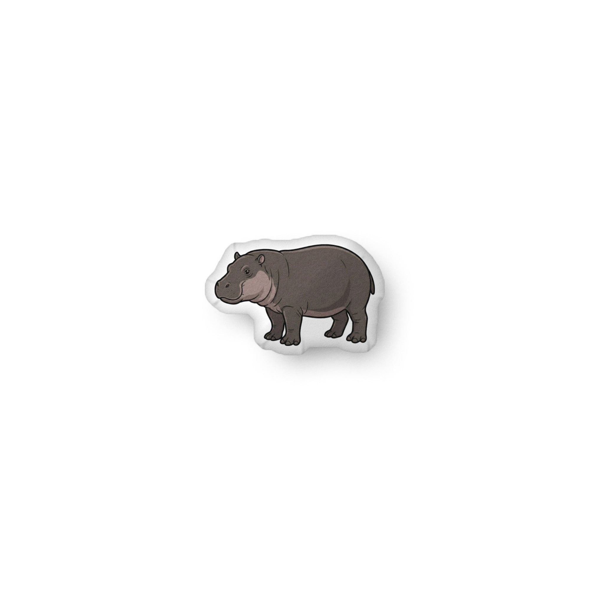 Pygmy hippo illustration on a shaped pillow by Soon To Be Mythical