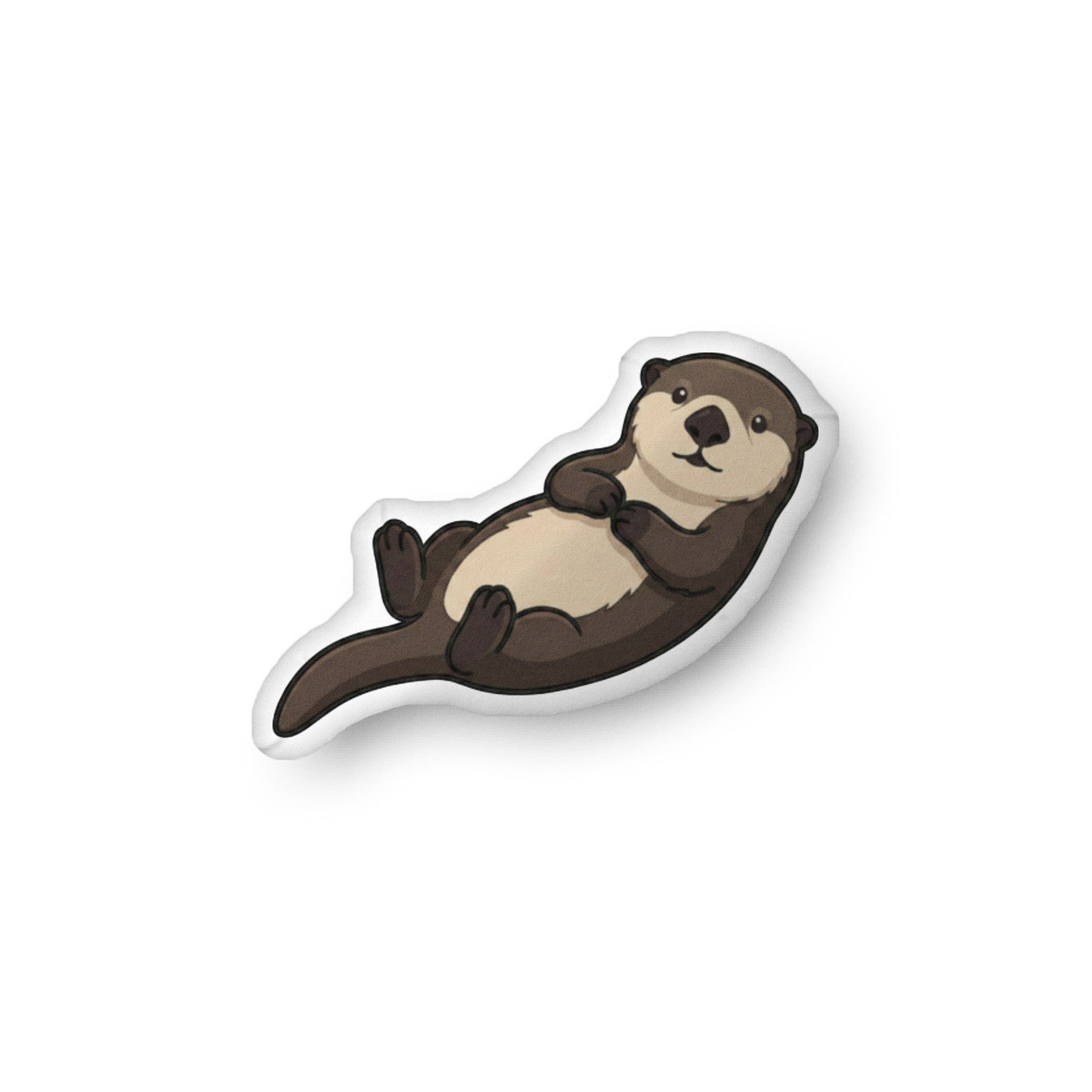 Illustration of sea otter on a shaped pillow by Soon To Be Mythical