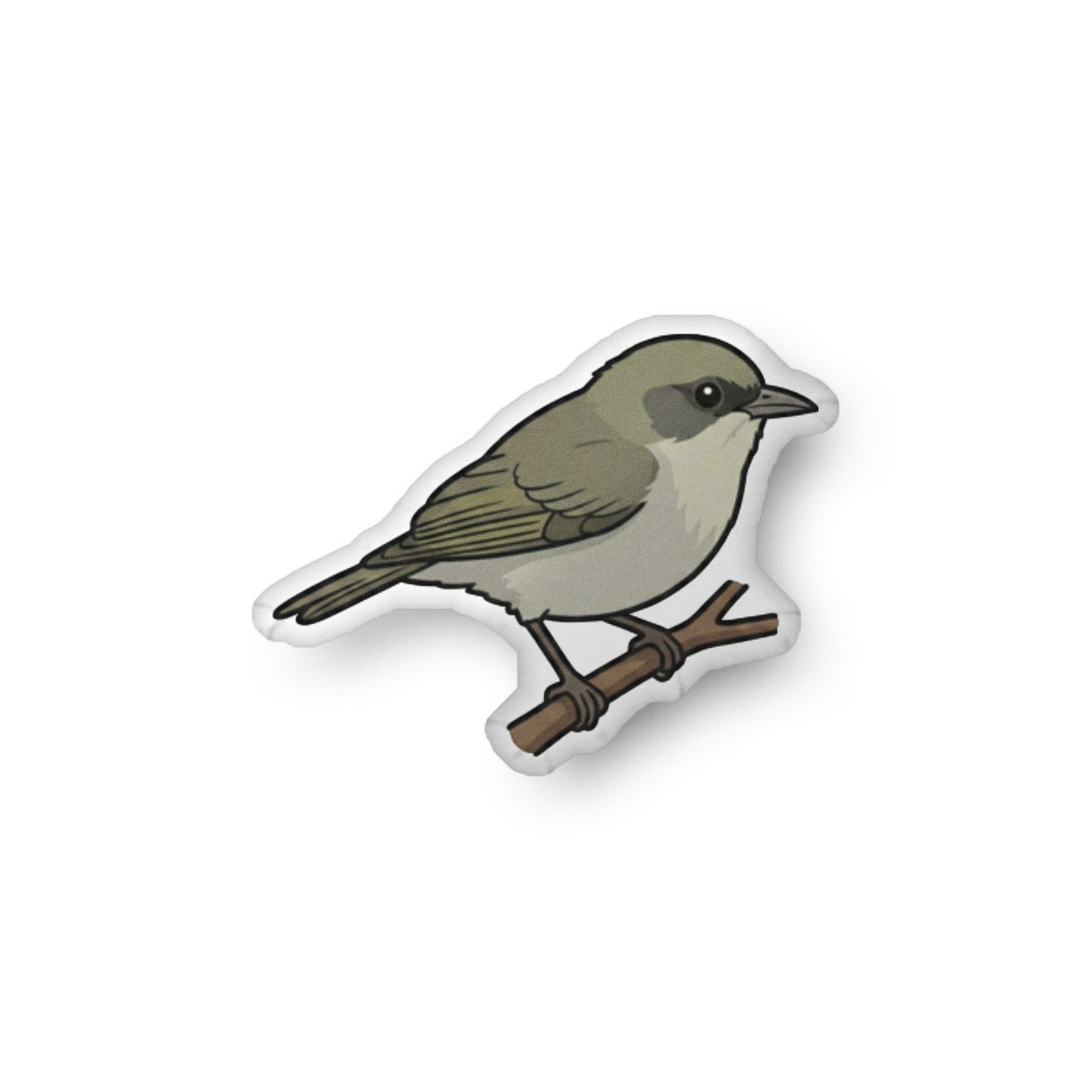 ‘Akikiki illustration on a shaped pillow by Soon To Be Mythical