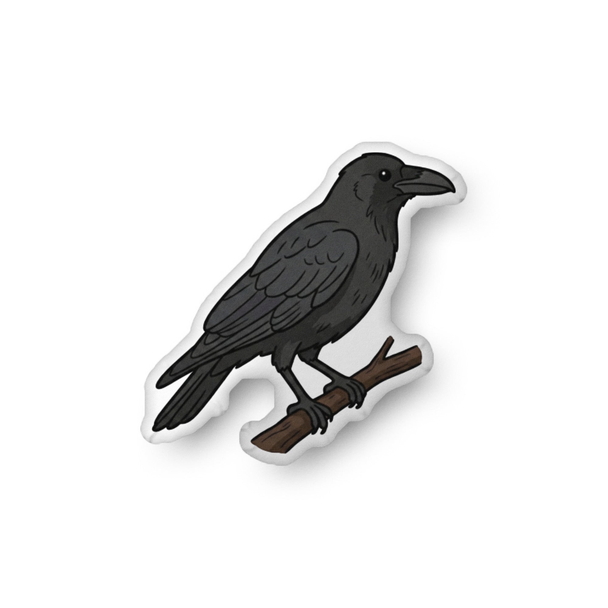 ‘Alalā, the Hawaiian crow, illustration on a shaped pillow by Soon To Be Mythical