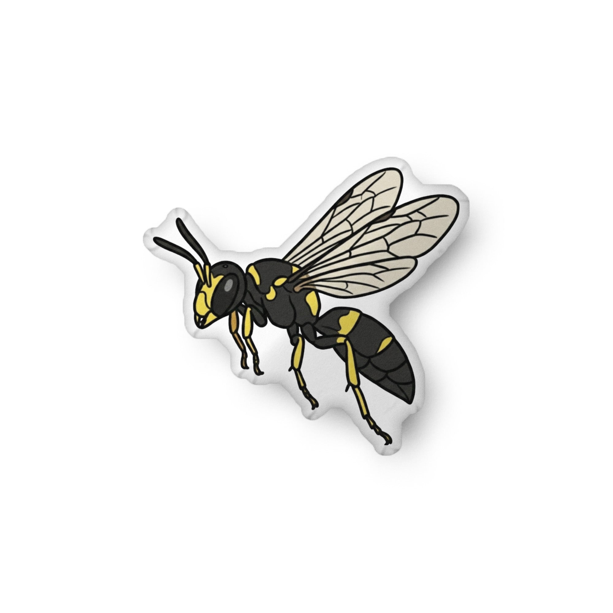Yellow-Faced Bee illustration on a shaped pillow by Soon To Be Mythical