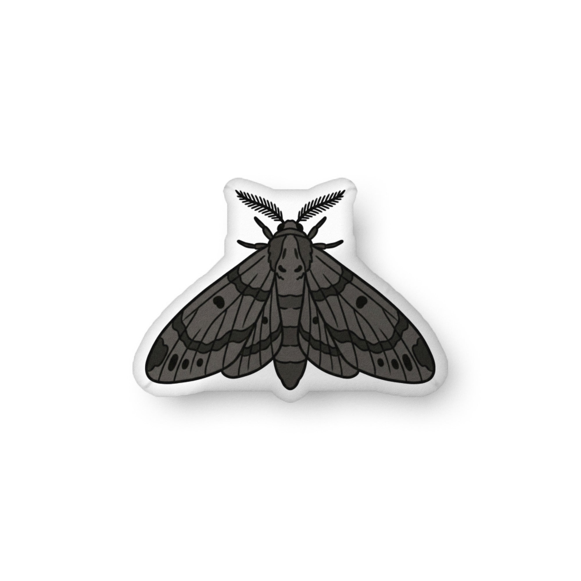 Blackburn's Sphinx Moth illustration on a shaped pillow by Soon To Be Mythical