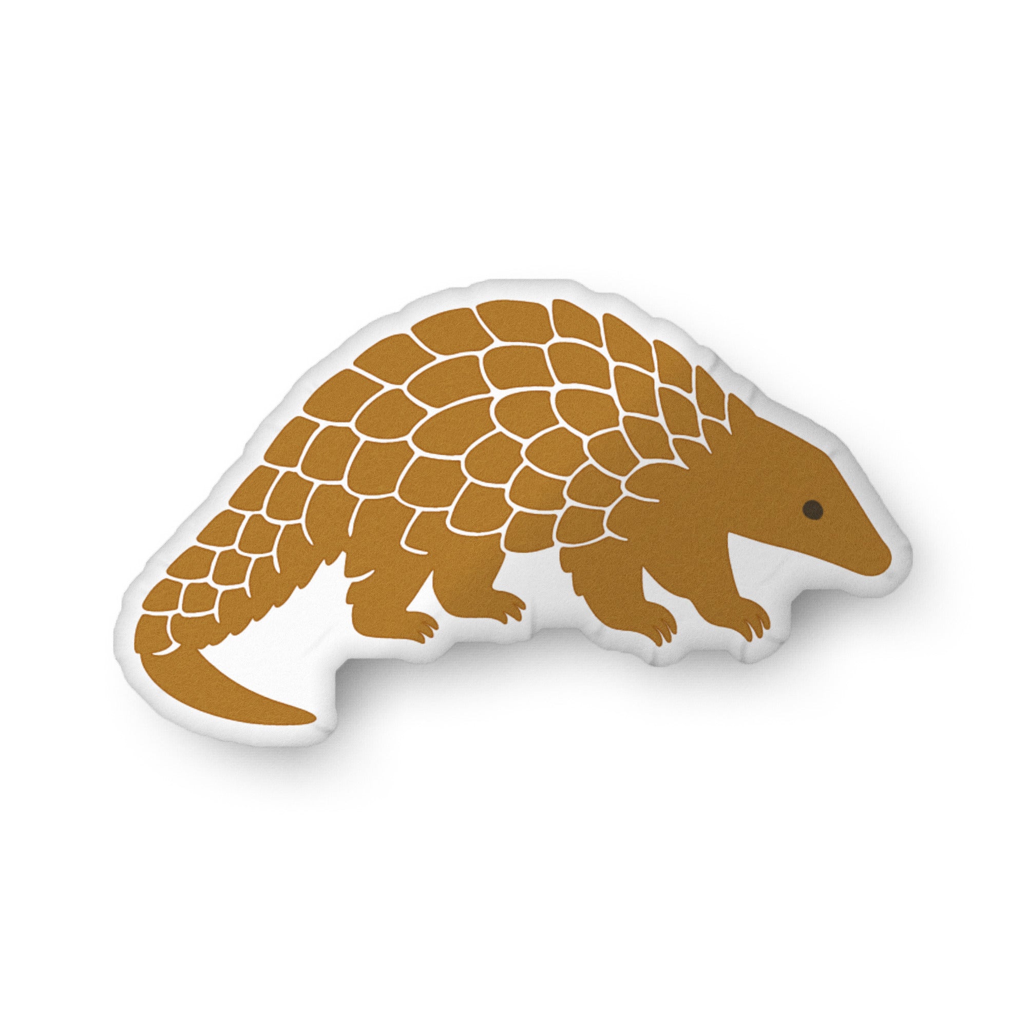 Brown pangolin illustration shaped pillow by Soon To Be Mythical
