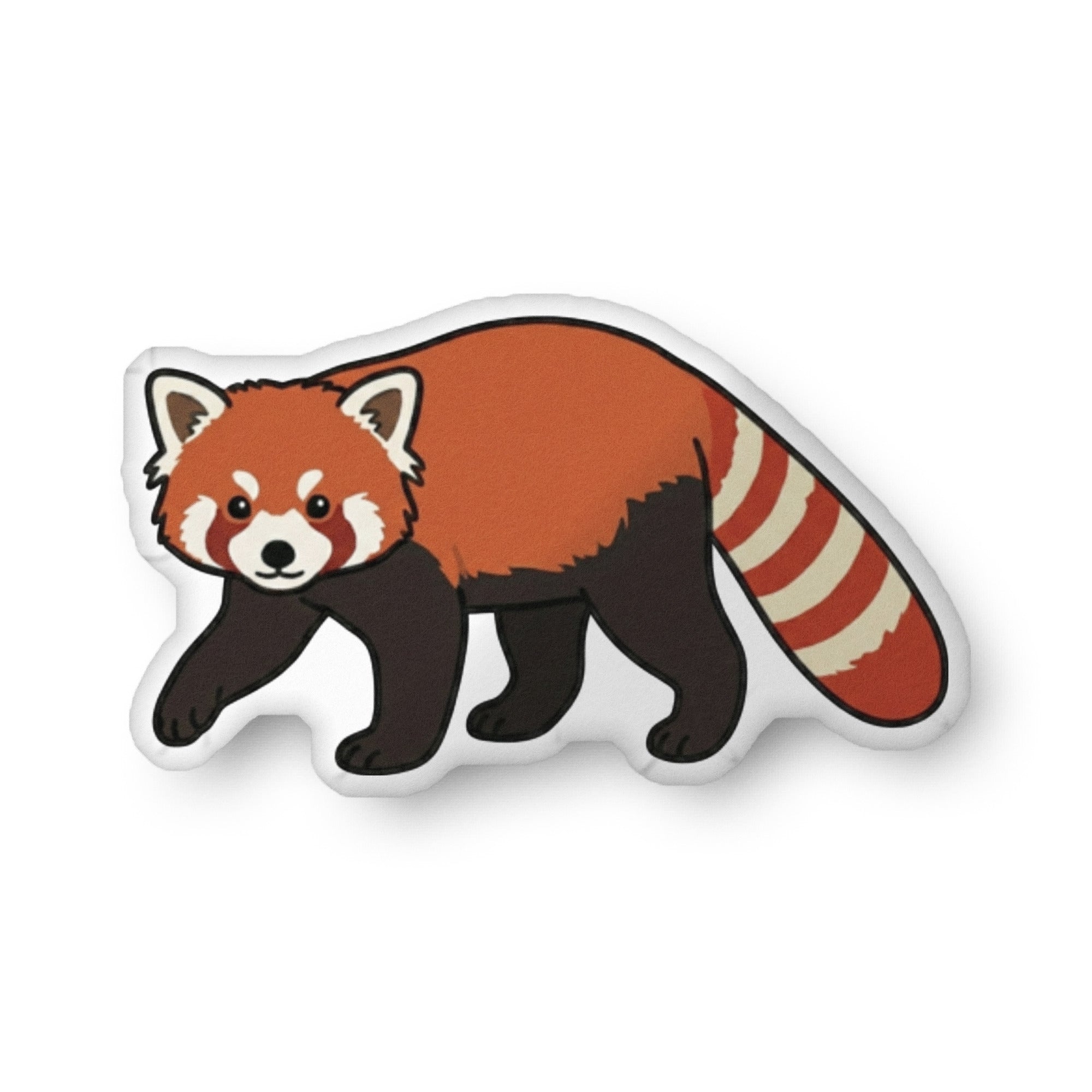 Red panda illustration on a shaped pillow by Soon To Be Mythical