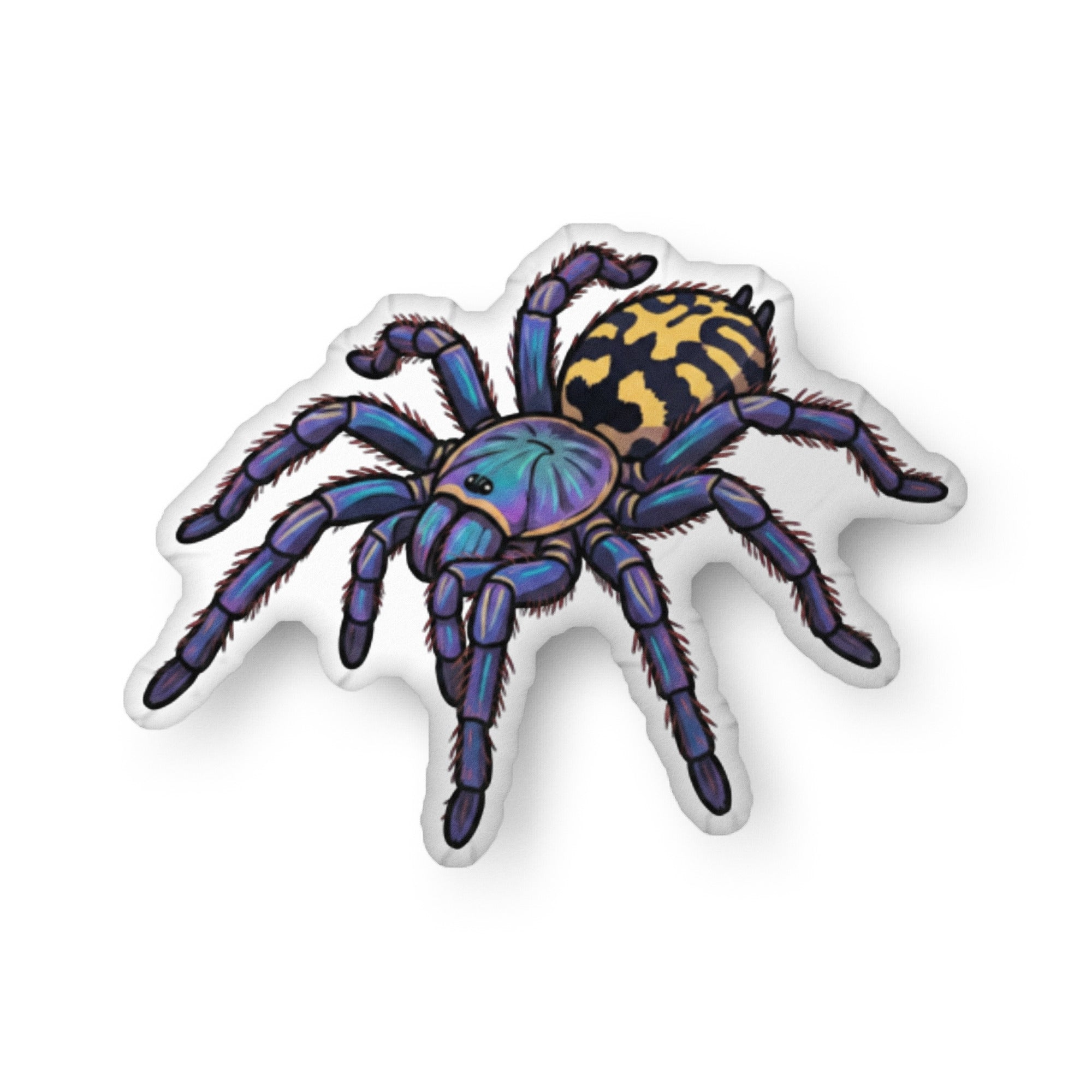 Psychedelic Earth Tiger illustration on a shaped pillow by Soon To Be Mythical