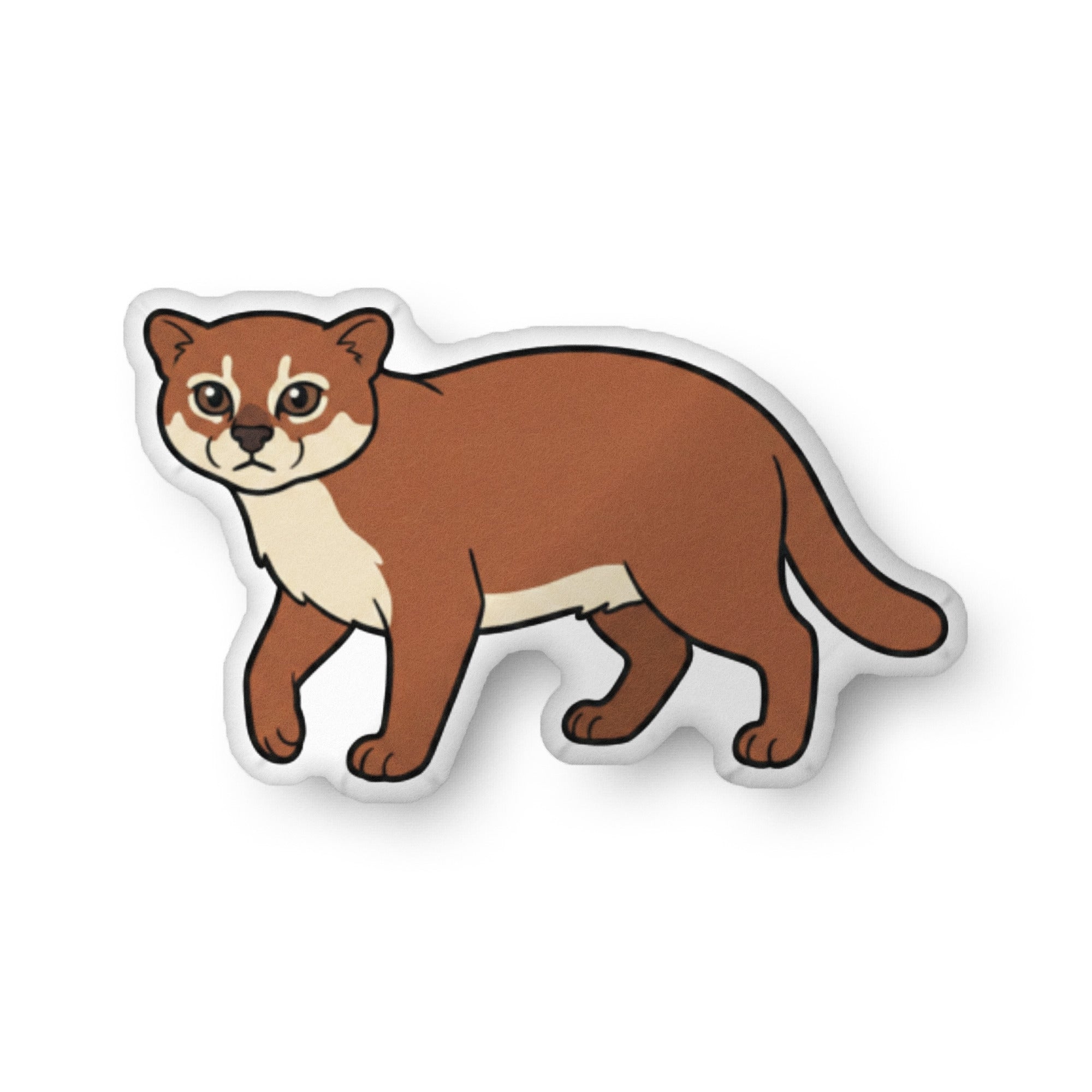 Flat-Headed Cat illustration on a shaped pillow by Soon To Be Mythical