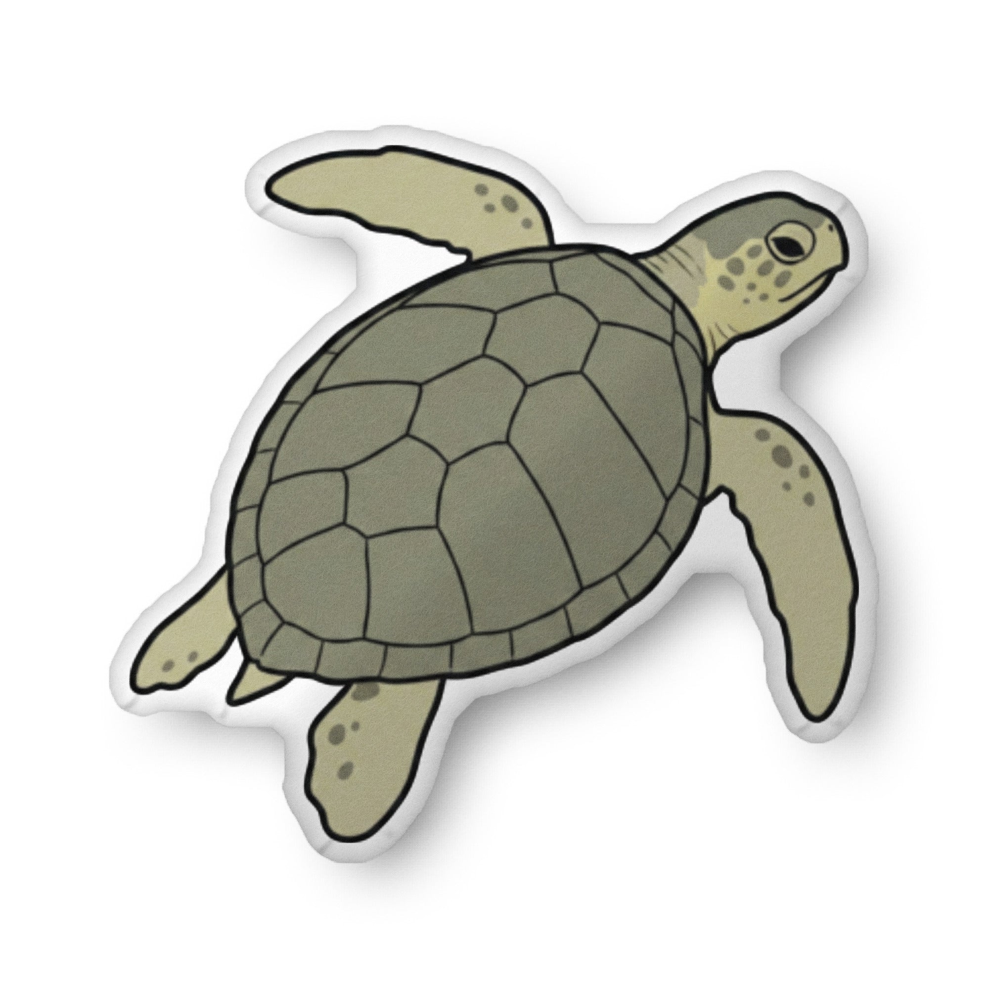 Kemp's Ridley Sea Turtle illustration on a shaped pillow by Soon To Be Mythical