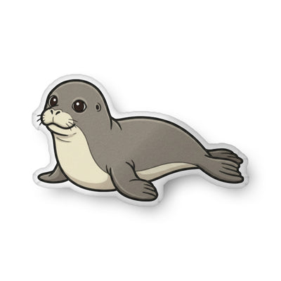 Hawaiian Monk Seal illustration on a shaped pillow by Soon To Be Mythical