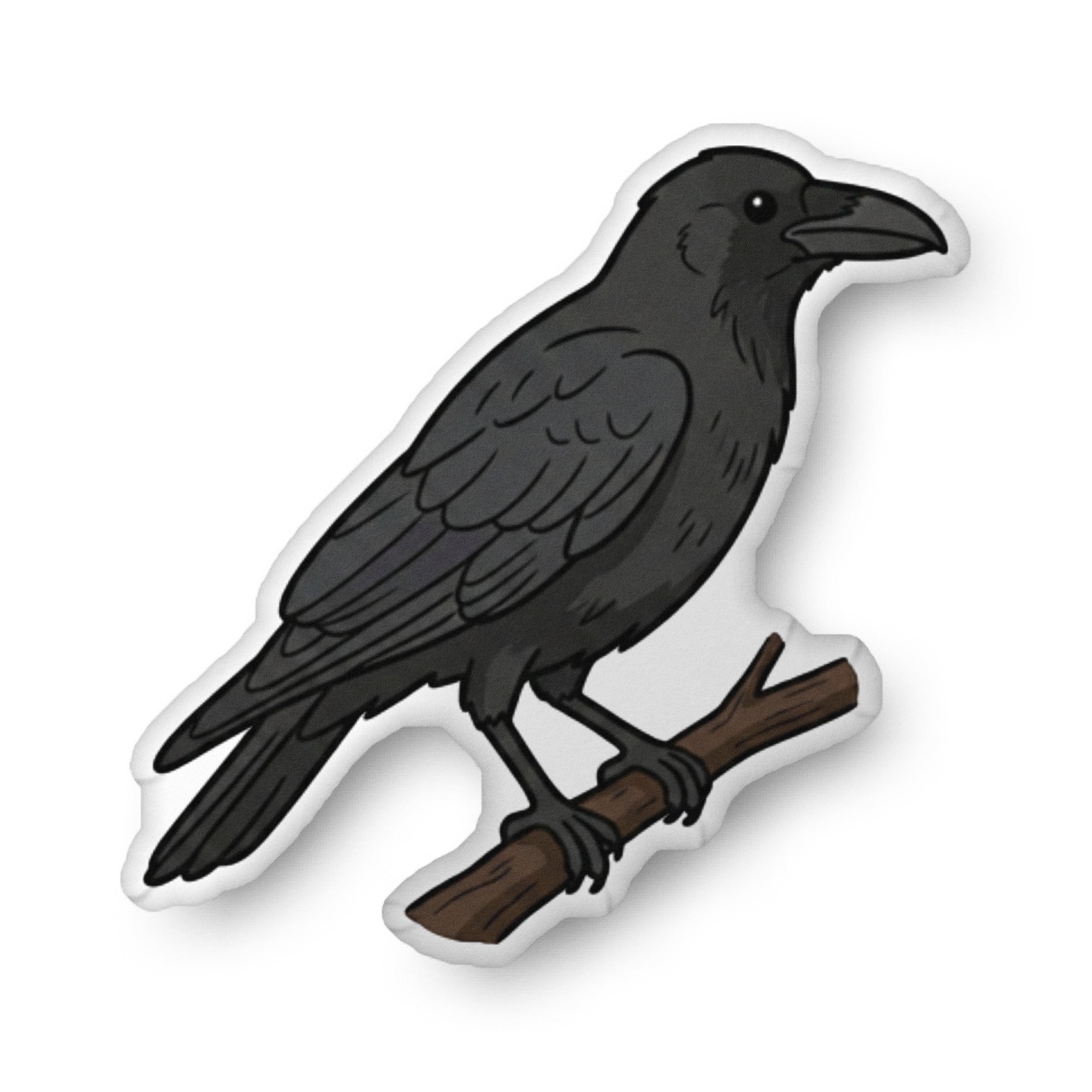 ‘Alalā, the Hawaiian crow, illustration on a shaped pillow by Soon To Be Mythical