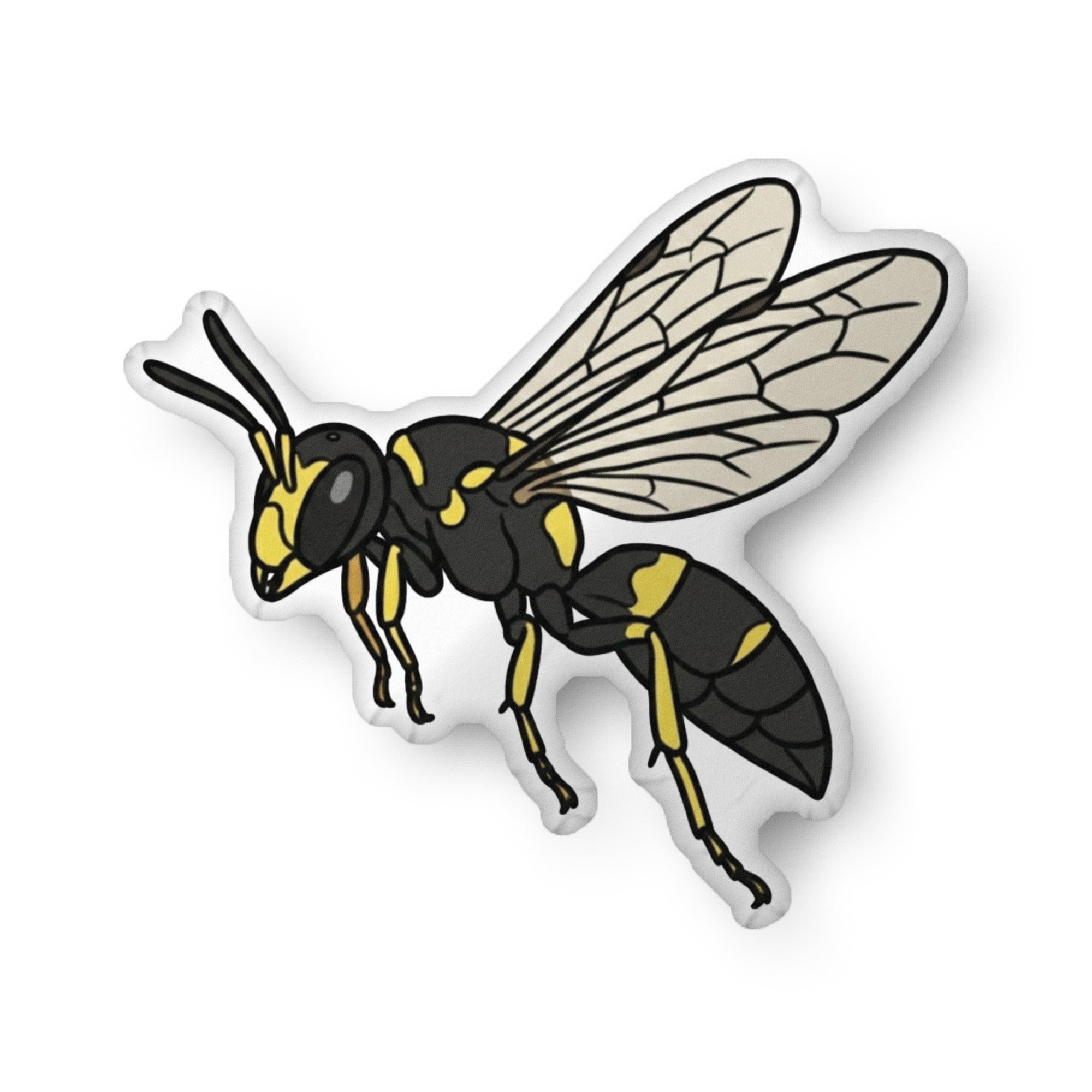 Yellow-Faced Bee illustration on a shaped pillow by Soon To Be Mythical