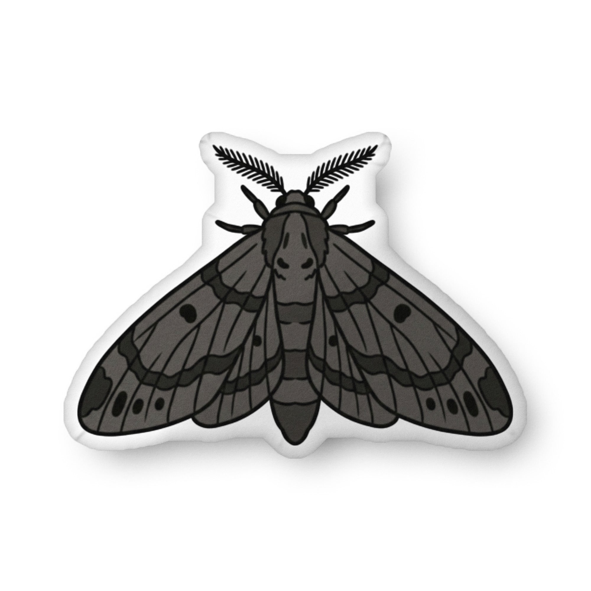 Blackburn's Sphinx Moth illustration on a shaped pillow by Soon To Be Mythical