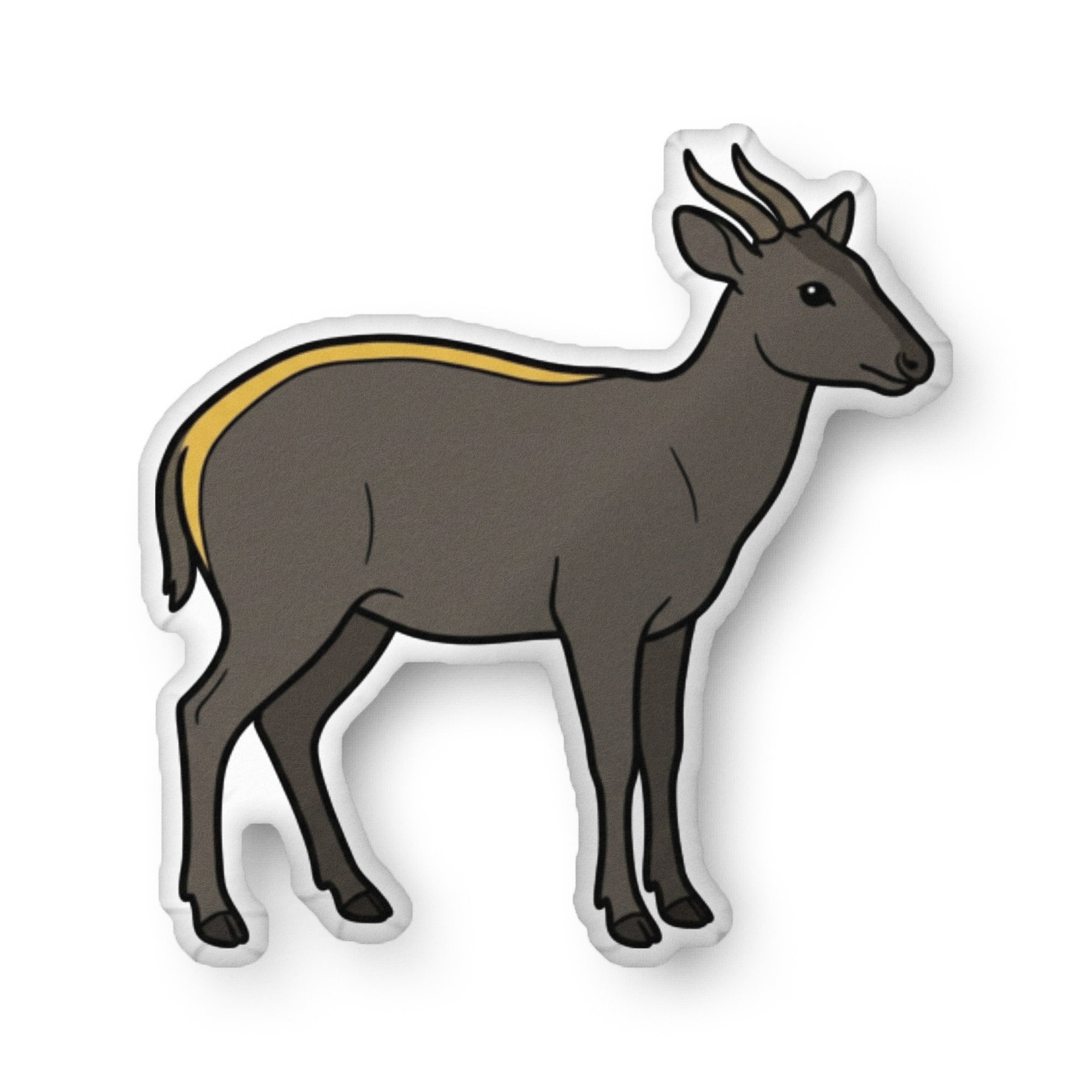 Yellow backed duiker illustration on a shaped pillow by Soon To Be Mythical