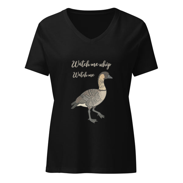 Black t-shirt with a Hawaiian Nene goose graphic and "Watch me whip, watch me" by Soon To Be Mythical